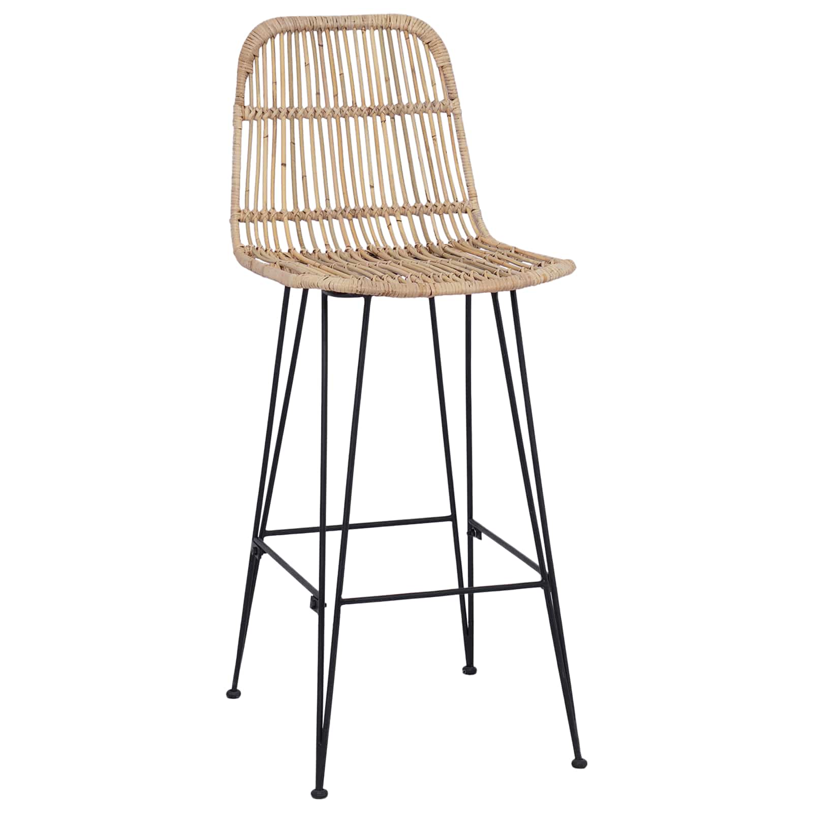 Tabouret de bar 2 pcs Naturel 44 x 55 x 109 cm Rattan et Acier - XIOS
