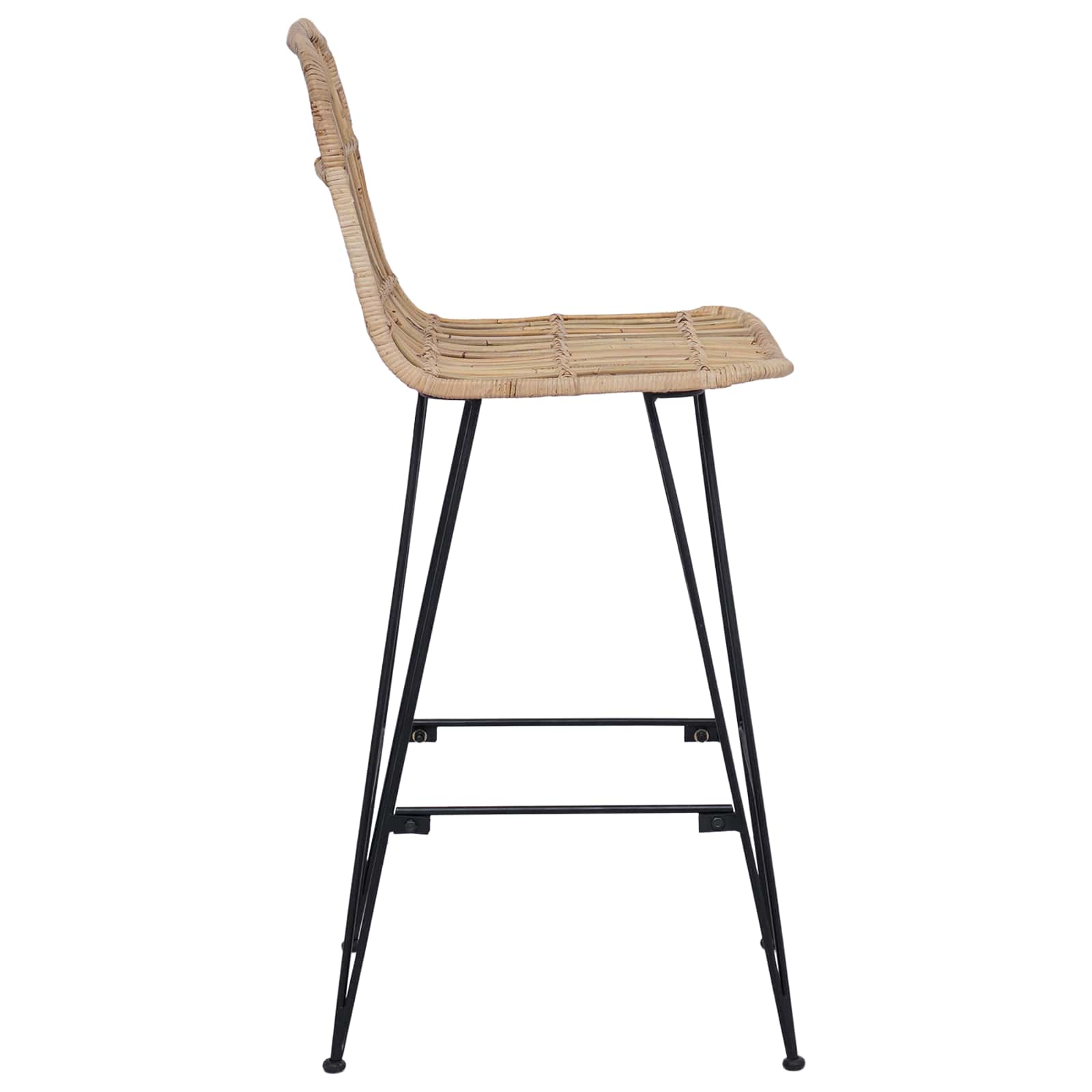 Tabouret de bar 2 pcs Naturel 44 x 55 x 109 cm Rattan et Acier - XIOS