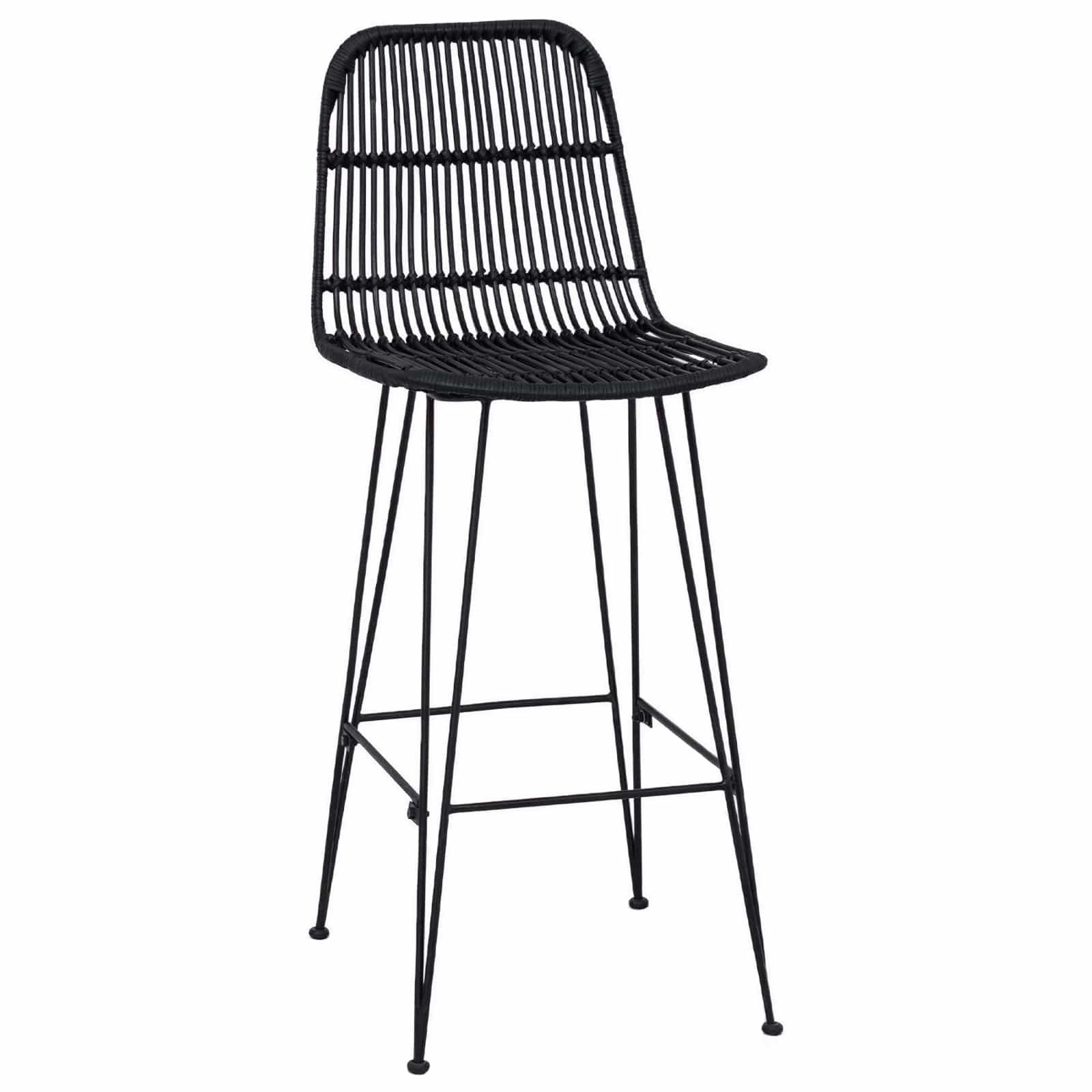 Tabouret de bar 2 pcs Noir 44 x 55 x 109 cm Rattan et Acier - XIOS