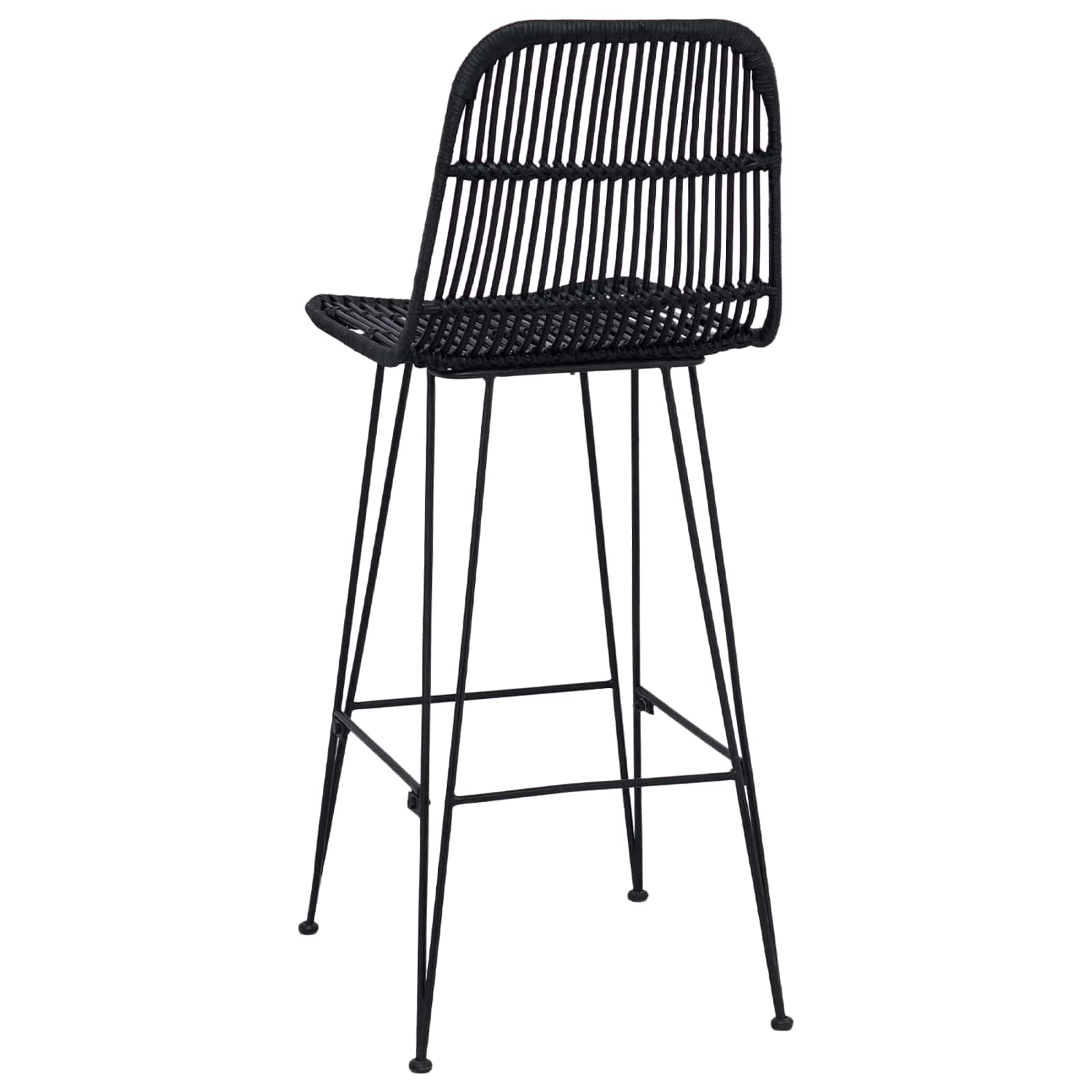 Tabouret de bar 2 pcs Noir 44 x 55 x 109 cm Rattan et Acier - XIOS