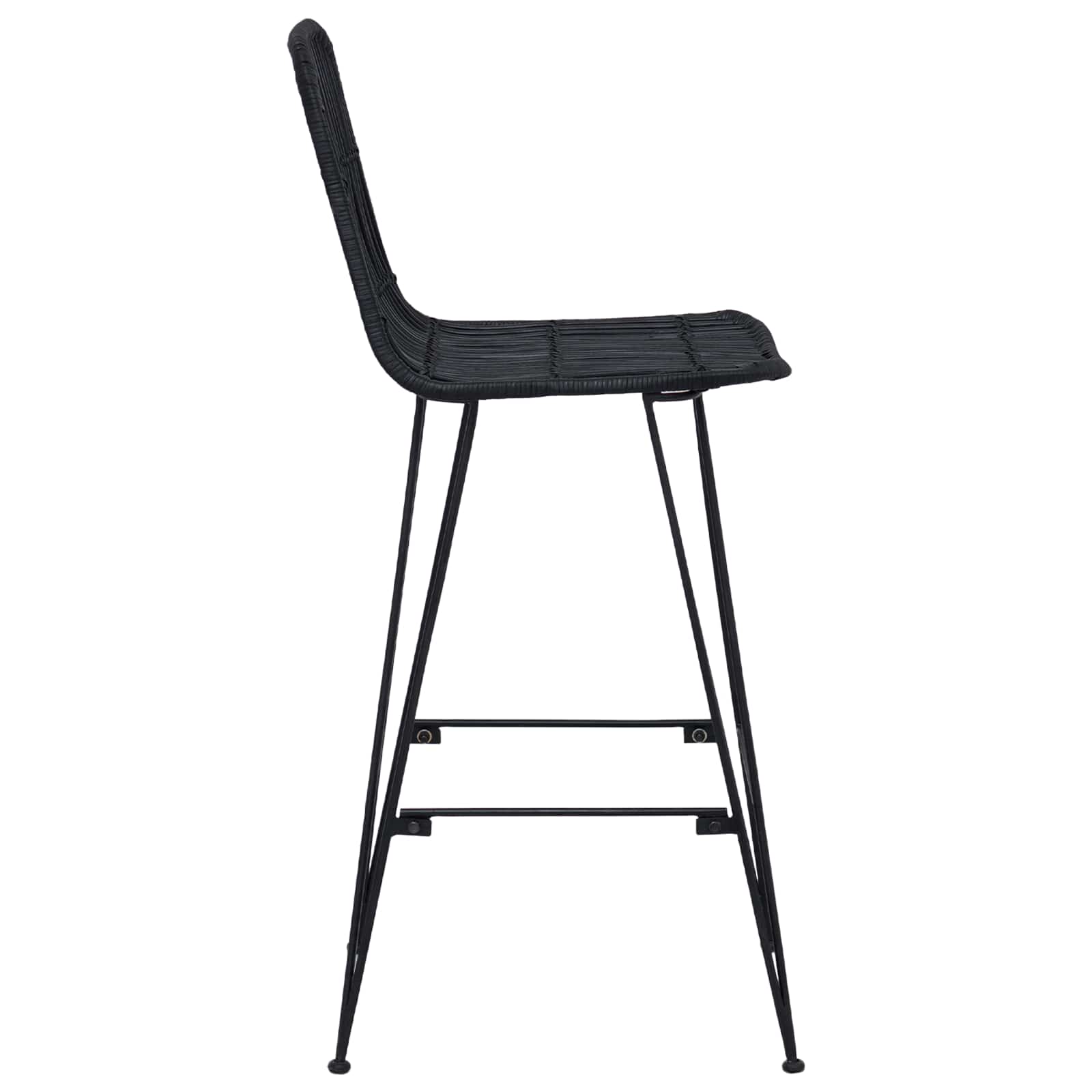 Tabouret de bar 2 pcs Noir 44 x 55 x 109 cm Rattan et Acier - XIOS