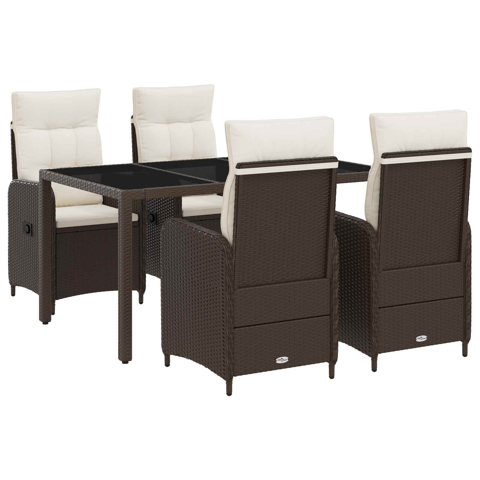 Ensemble de repas extérieur 5 pcs Marron et crème blanche - XIOS