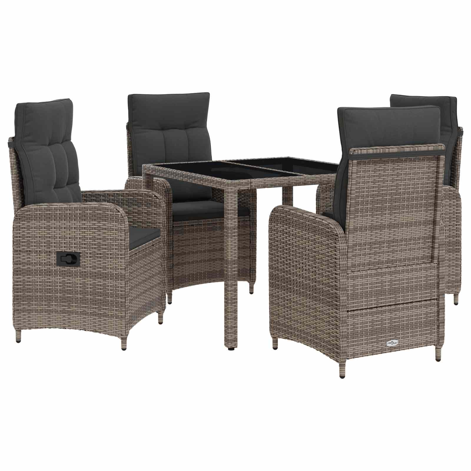 Ensemble de repas extérieur 5 pcs Gris clair et gris foncé - XIOS