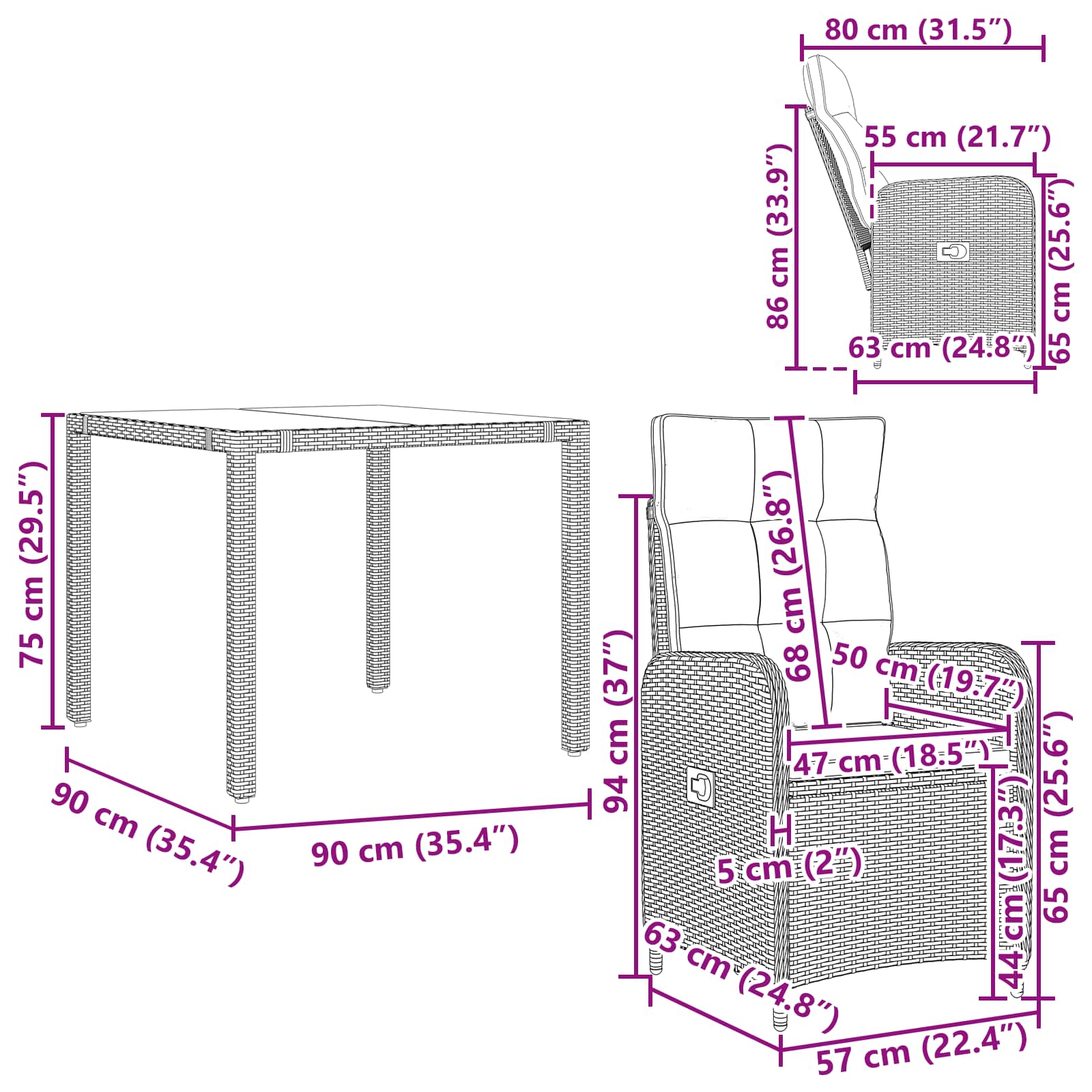 Ensemble de repas extérieur 3 pcs Beige et Gris clair - XIOS