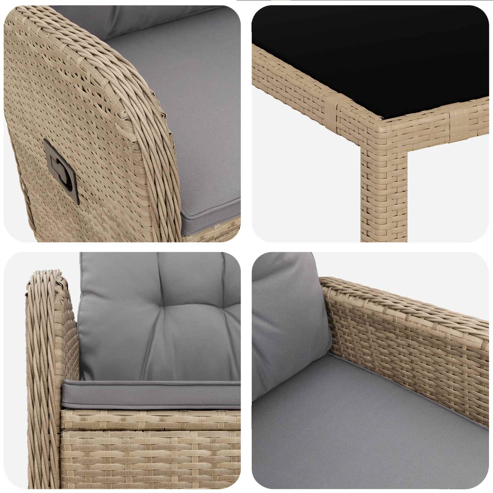 Ensemble de repas extérieur 5 pcs Beige et Gris clair - XIOS