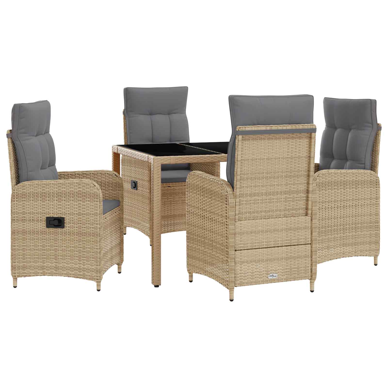 Ensemble de repas extérieur 5 pcs Beige et Gris clair - XIOS