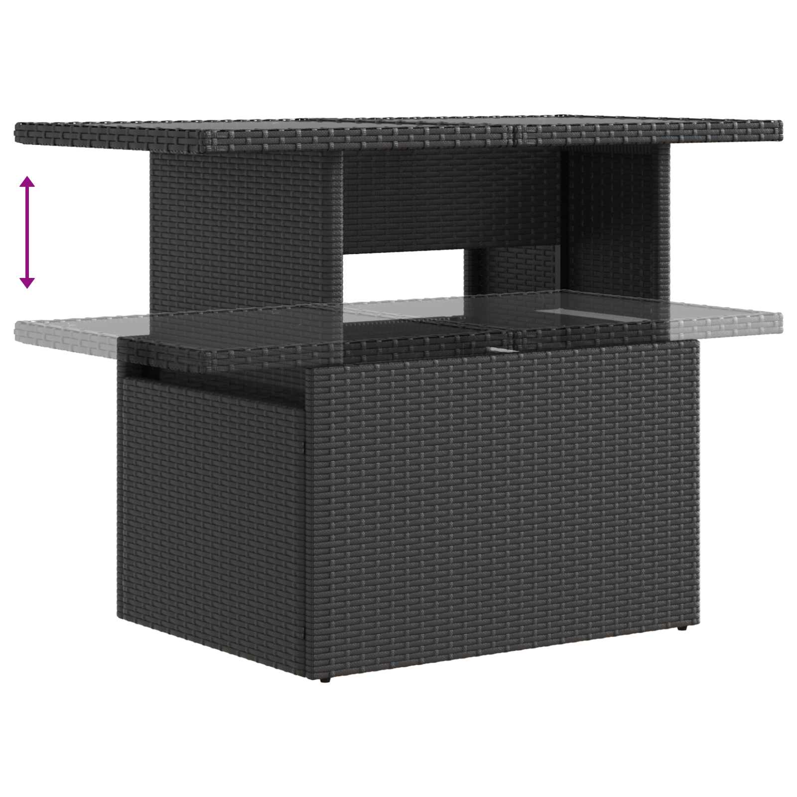 Ensemble de repas extérieur 3 pcs Noir polyrotin