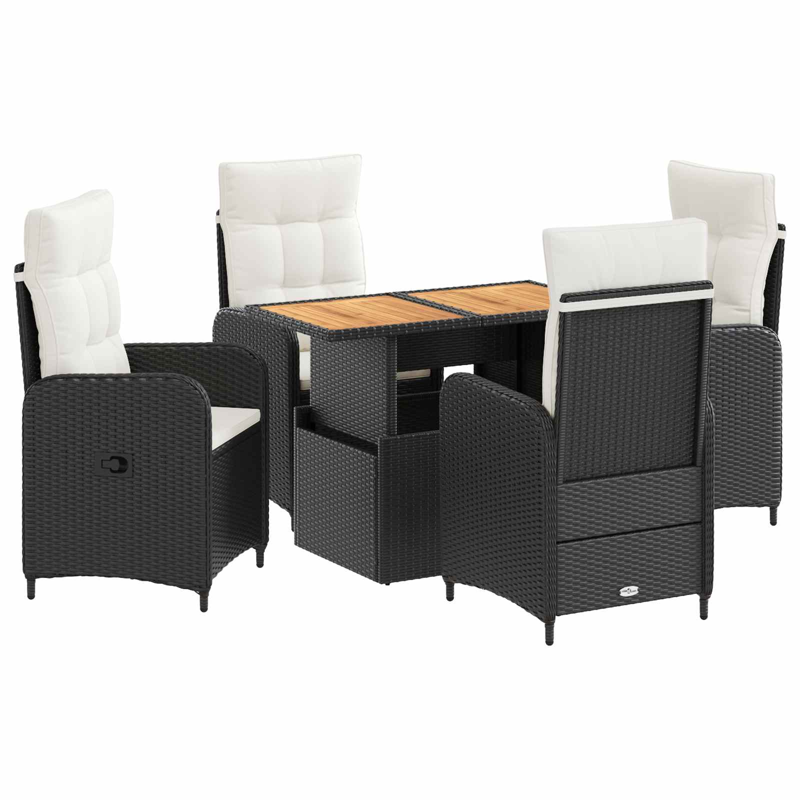 Ensemble de repas extérieur 5 pcs Noir et blanc crème - XIOS
