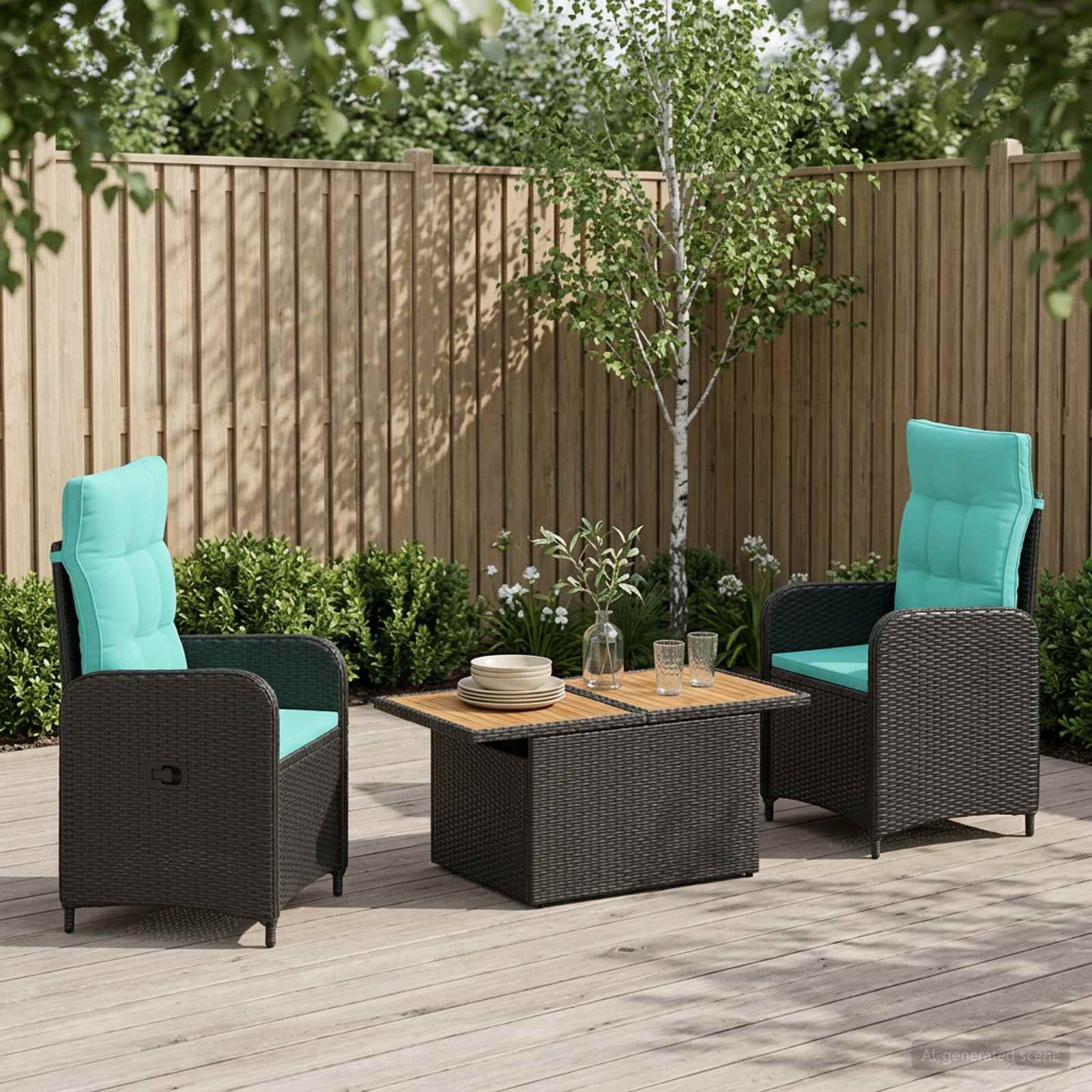 Ensemble de repas extérieur 3 pc polyrotin