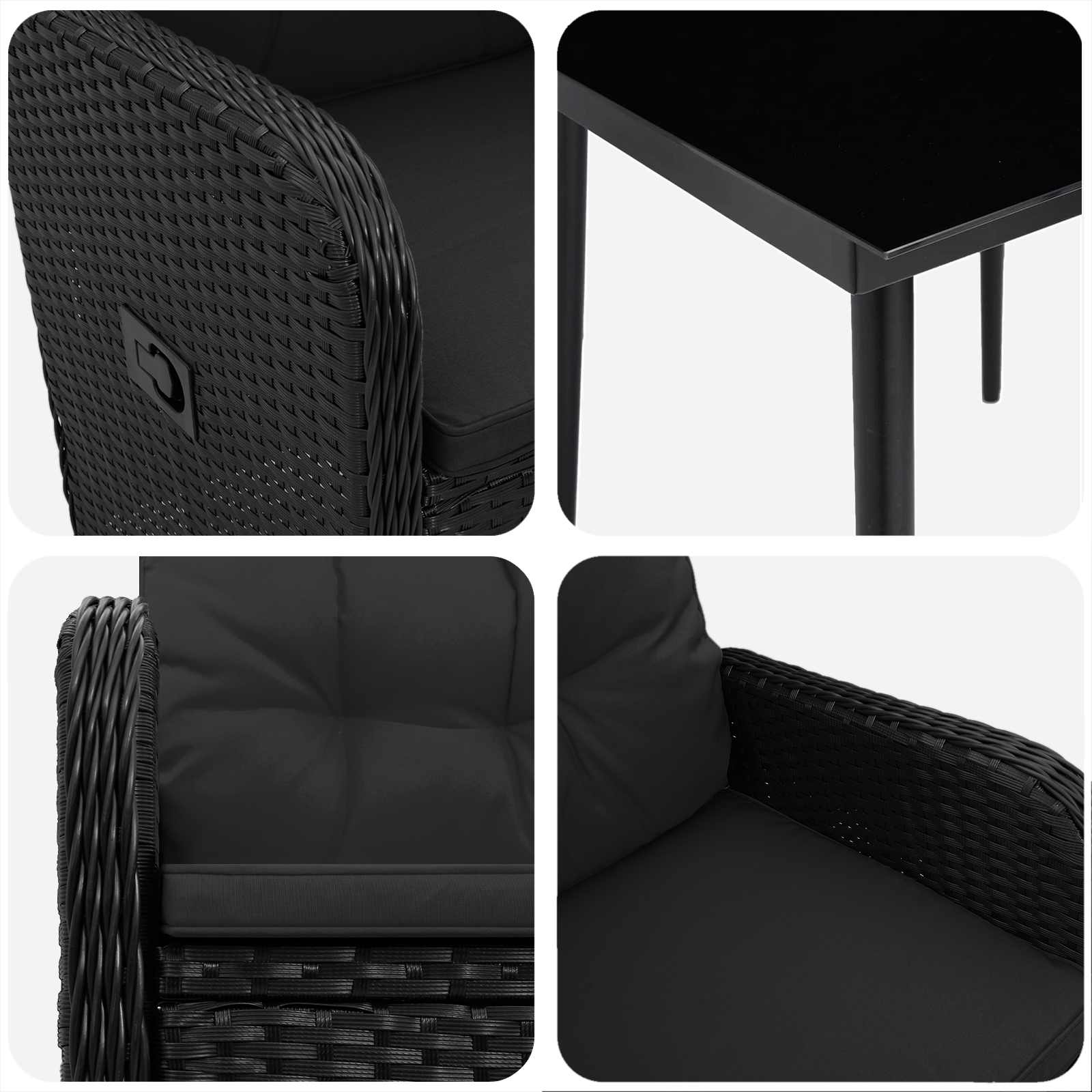 Ensemble de Tables Basses avec coussin avec oreiller 3 pcs Noir - XIOS
