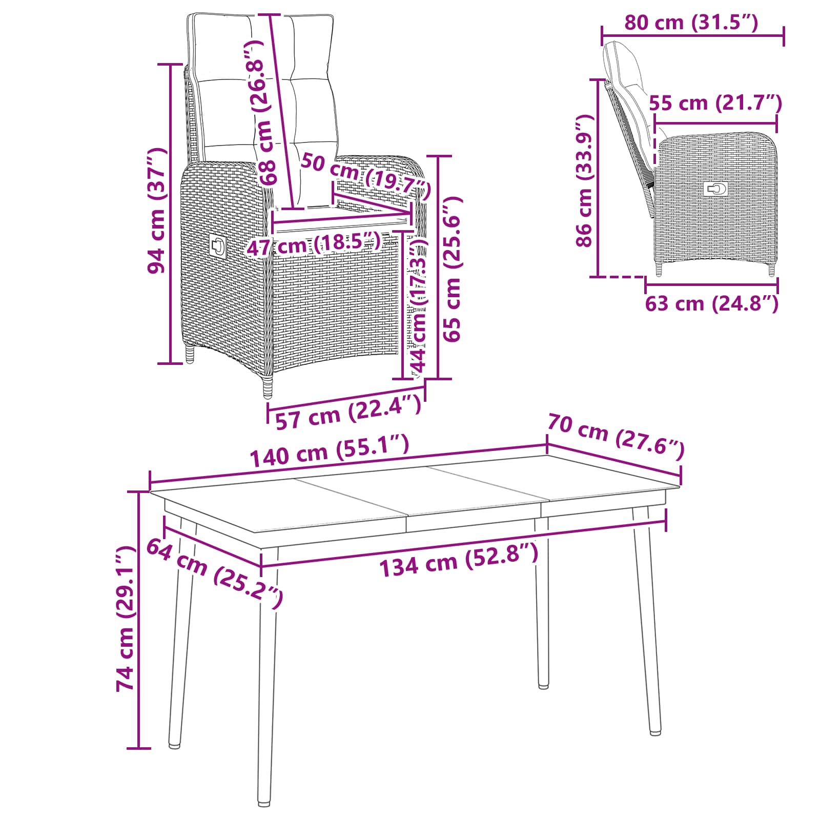 Ensemble de Tables Basses avec coussin avec oreiller 5 pcs - XIOS