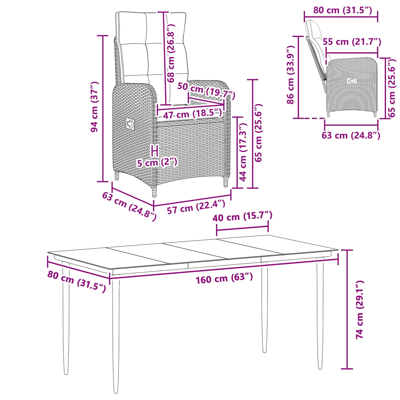 Ensemble de Tables Basses avec coussin avec oreiller 5 pcs - XIOS