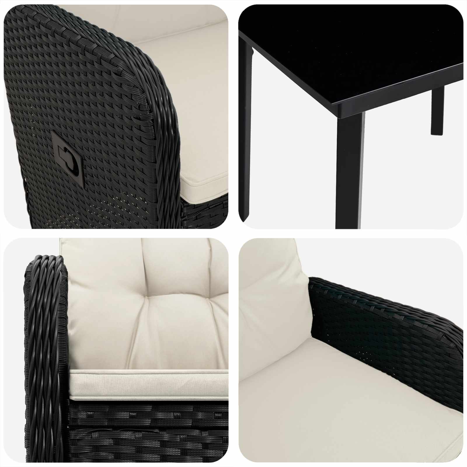 Ensemble de Tables Basses 5 pcs Noir et blanc crème - XIOS