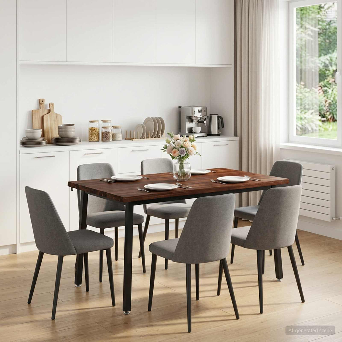 Table à manger en bord vivant 140 x 90 x 75 cm Marron foncé