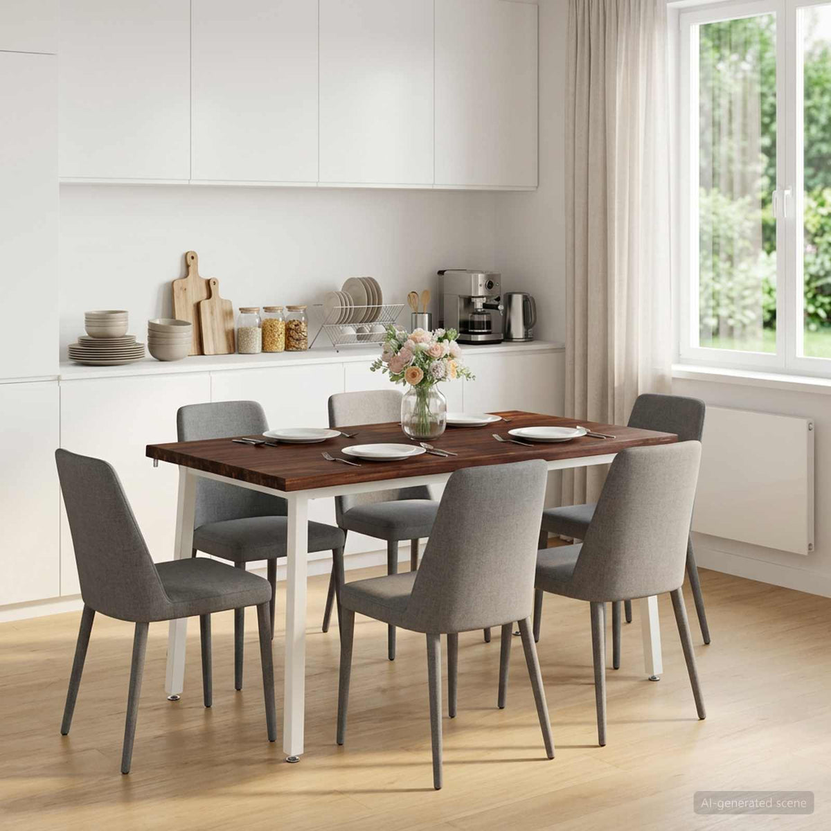 Table à manger en bord vivant 140 x 90 x 75 cm Marron foncé