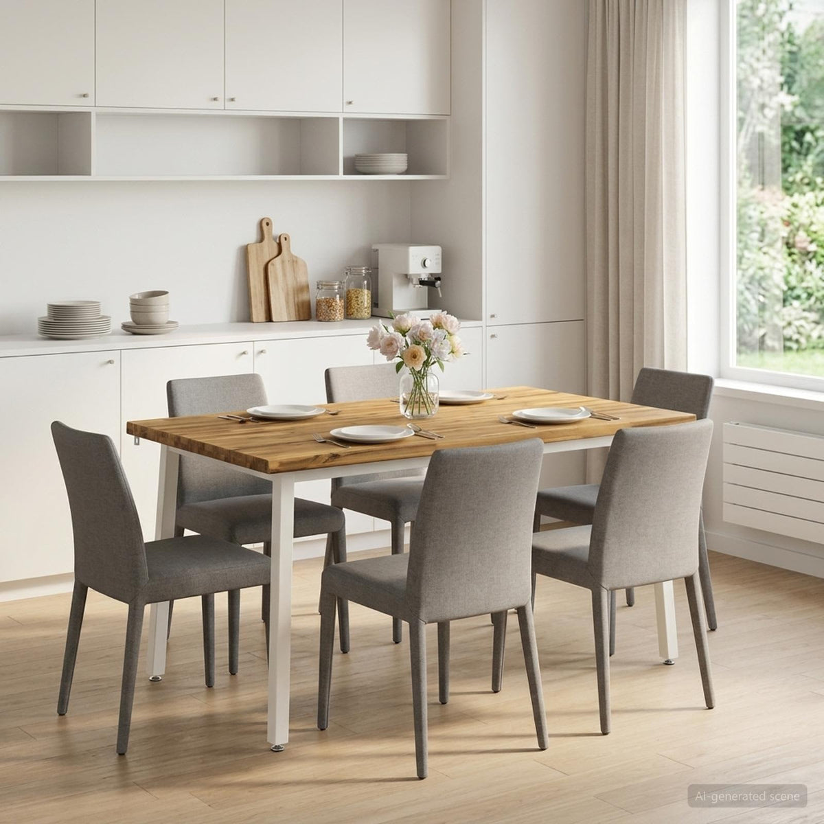 Table à manger en bord vivant 140 x 90 x 75 cm Blanc