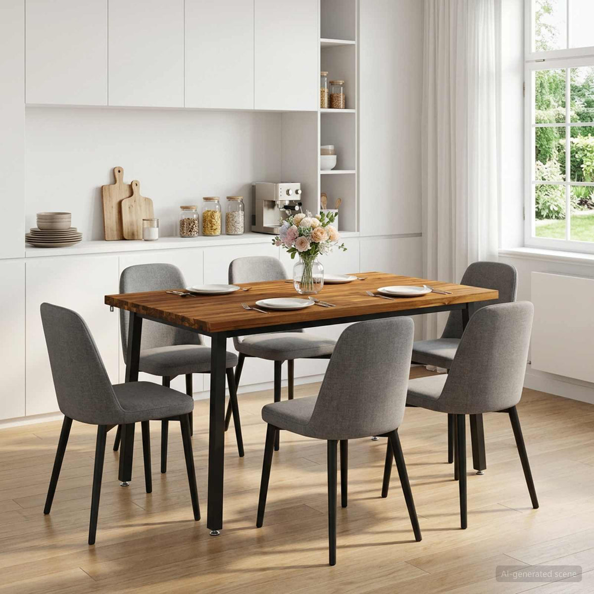 Table à manger carrée 140 x 90 x 75 cm Bois d'Acacia Massif