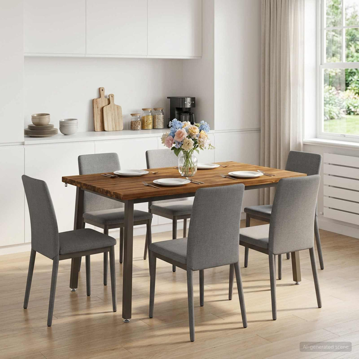 Table à manger carrée 140 x 90 x 75 cm Bois d'Acacia Massif