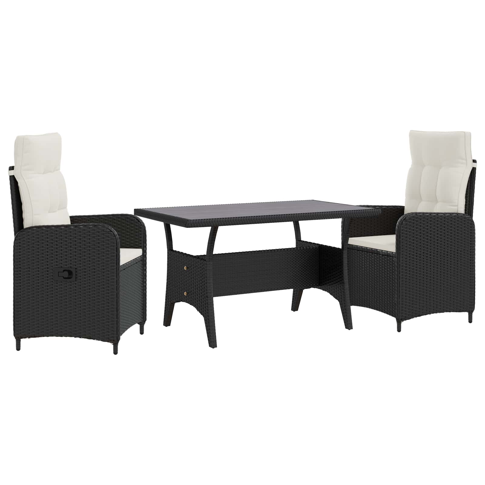 Ensemble de repas extérieur 3 pcs Noir et blanc crème polyrotin - XIOS