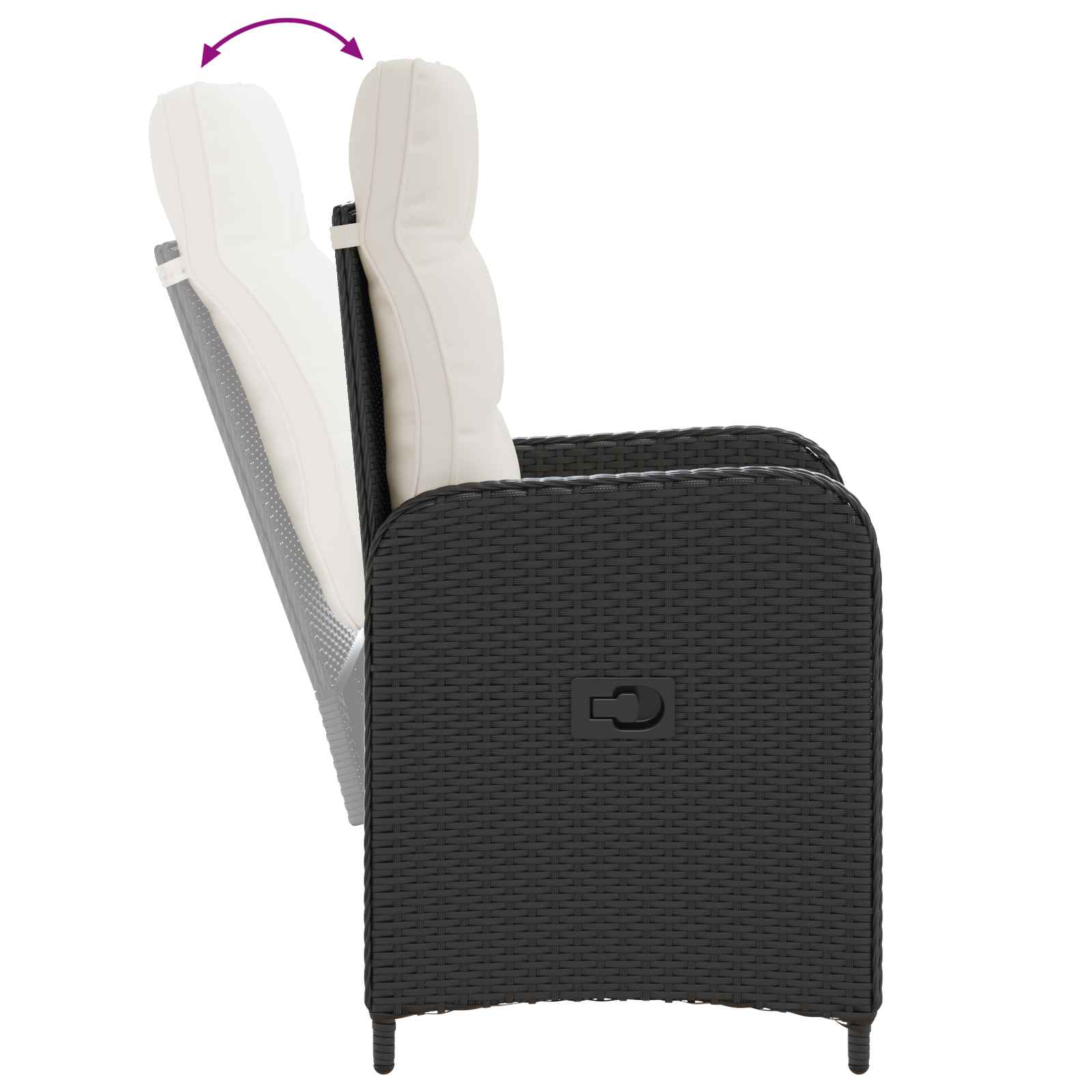 Ensemble de repas extérieur 3 pcs Noir et blanc crème polyrotin - XIOS