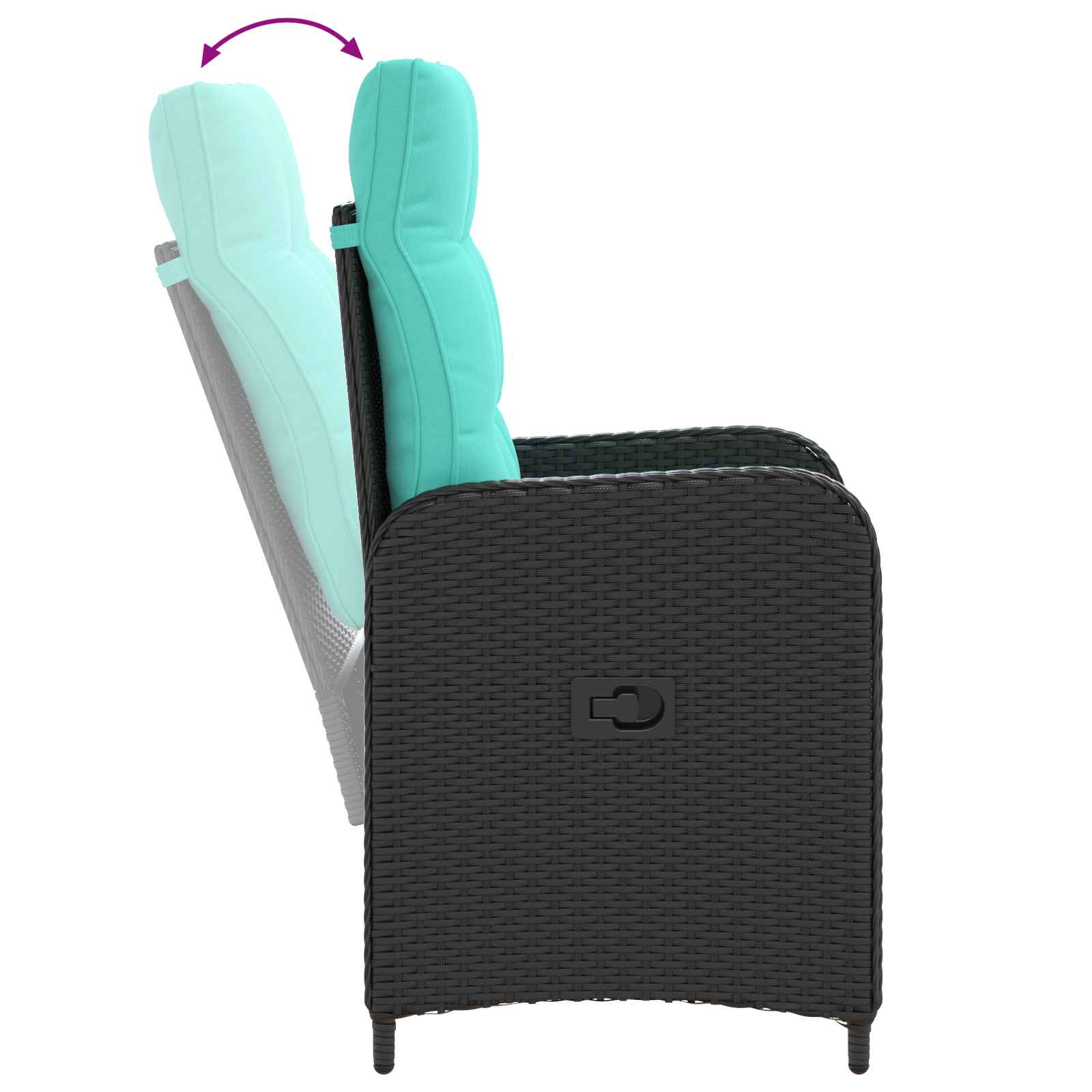 Ensemble de repas extérieur 3 pcs Noir et turquoise polyrotin