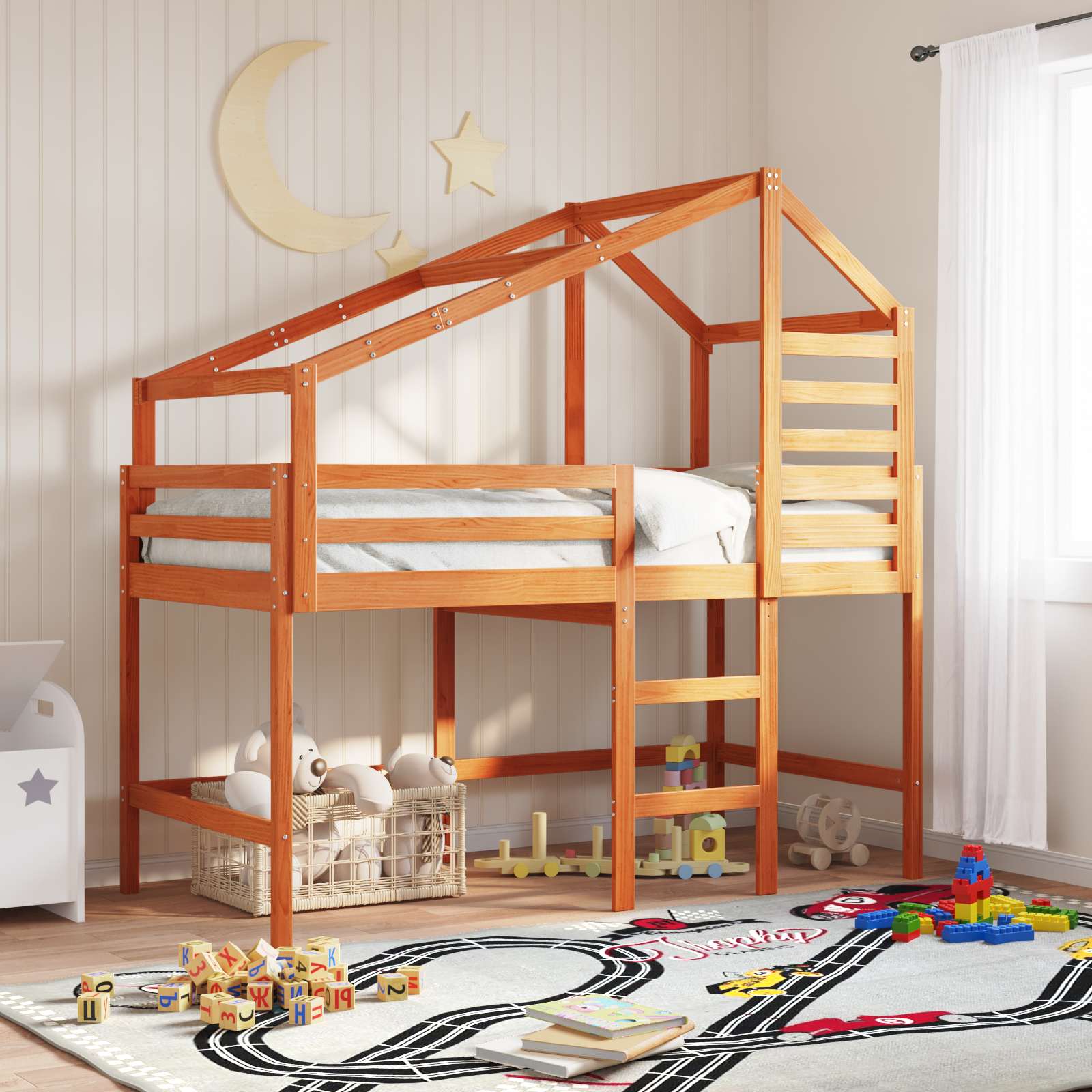 Cadre de lit mezzanine Brun Ciré 90 x 190 cm Pin massif - XIOS