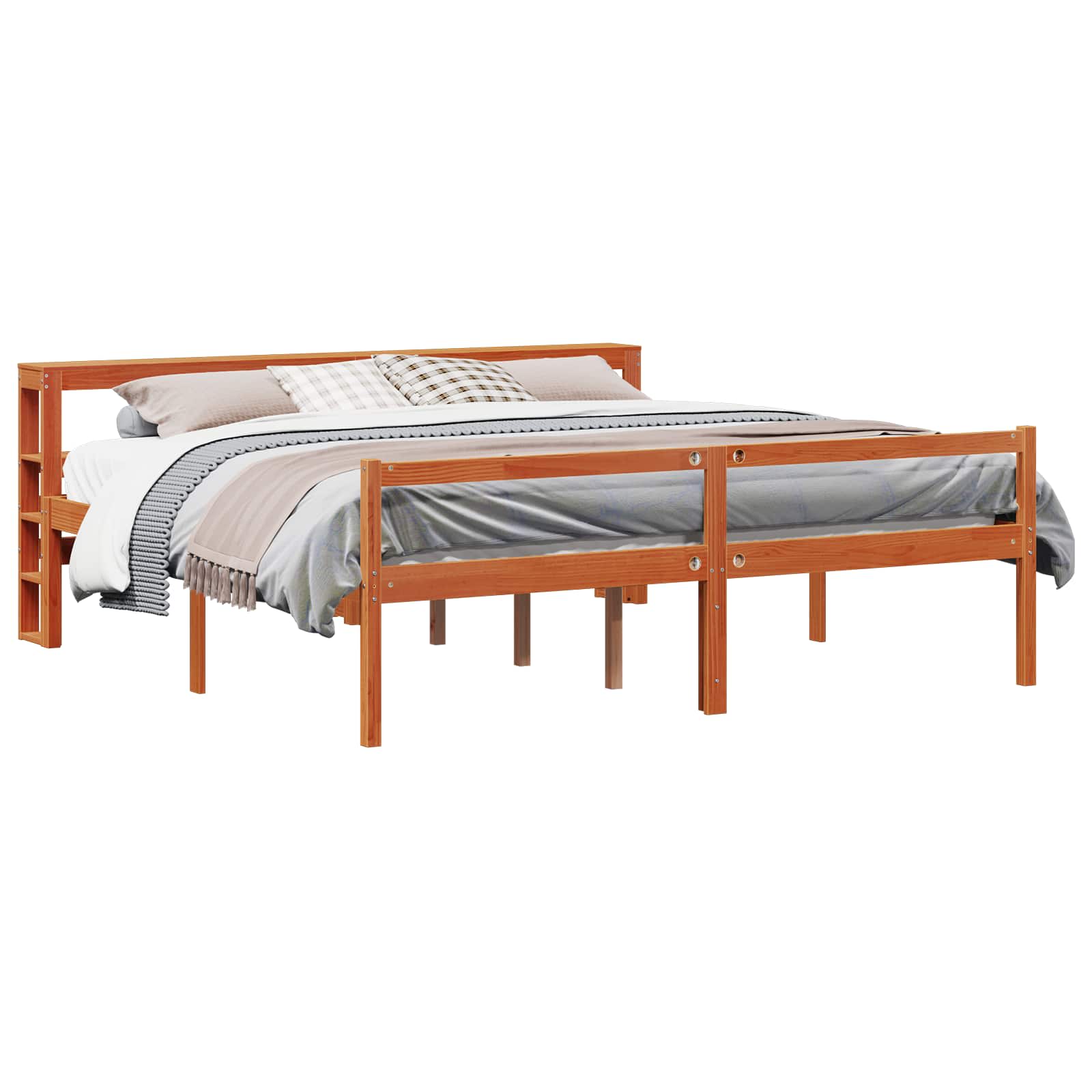 Cadre de lit avec stockage 2 pcs Cire marron Bois de Pin Massif - XIOS