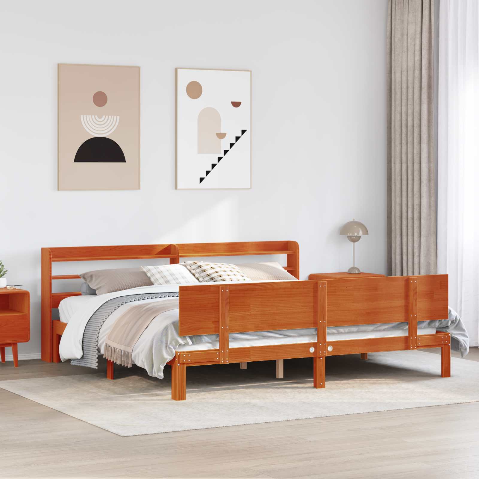Cadre de lit avec stockage 2 pcs Cire marron Bois de Pin Massif - XIOS