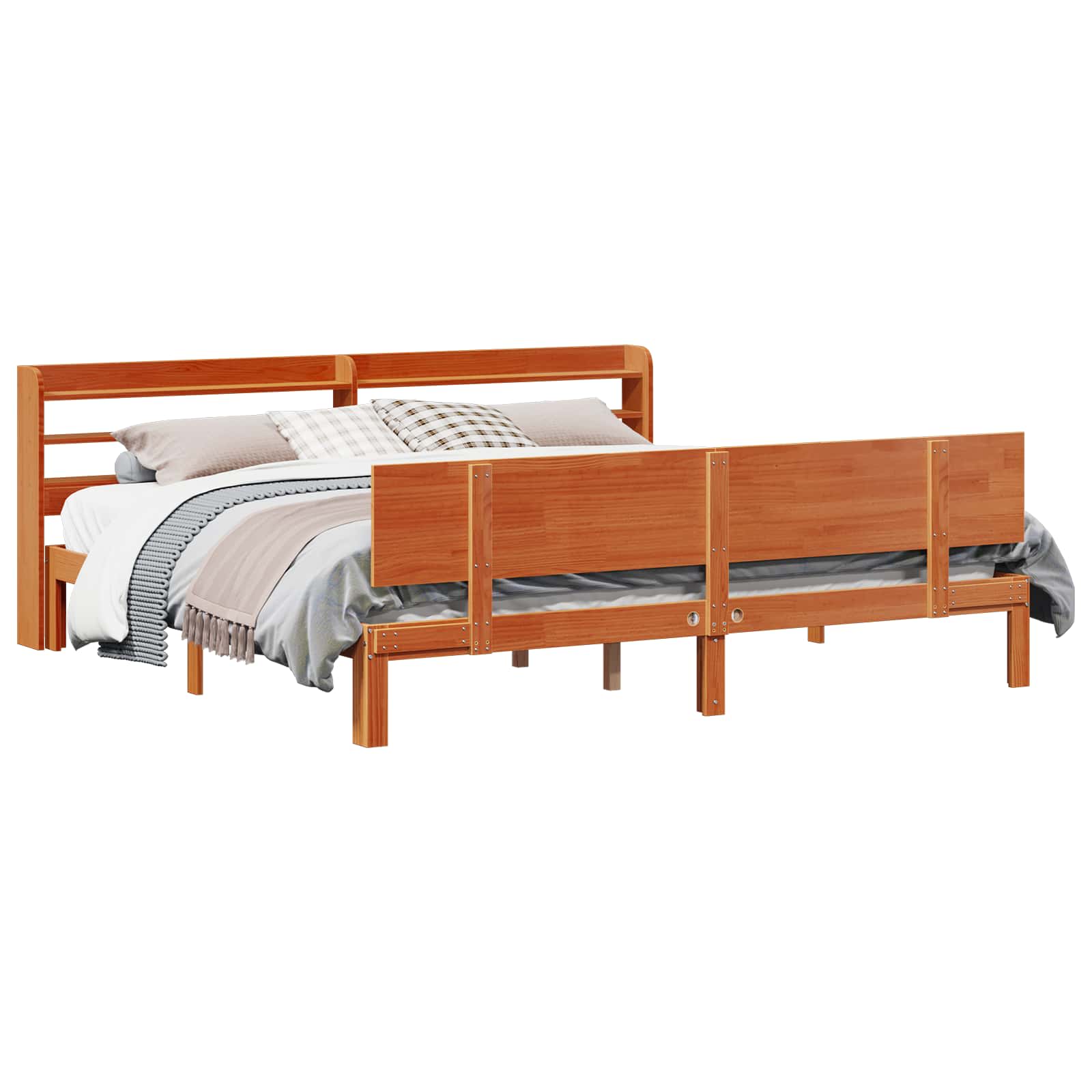 Cadre de lit avec stockage 2 pcs Cire marron Bois de Pin Massif - XIOS