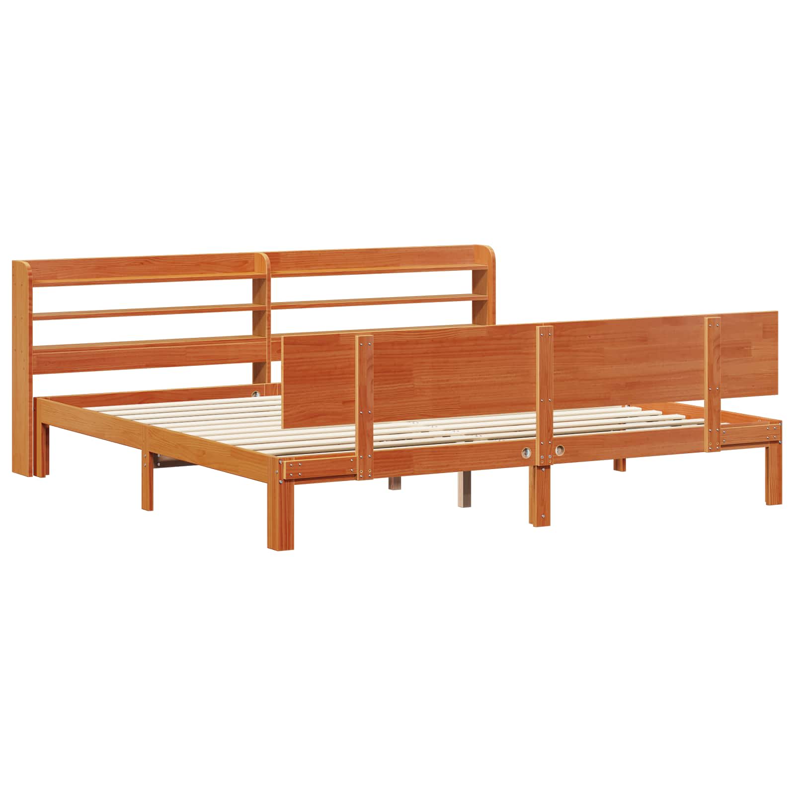 Cadre de lit avec stockage 2 pcs Cire marron Bois de Pin Massif - XIOS