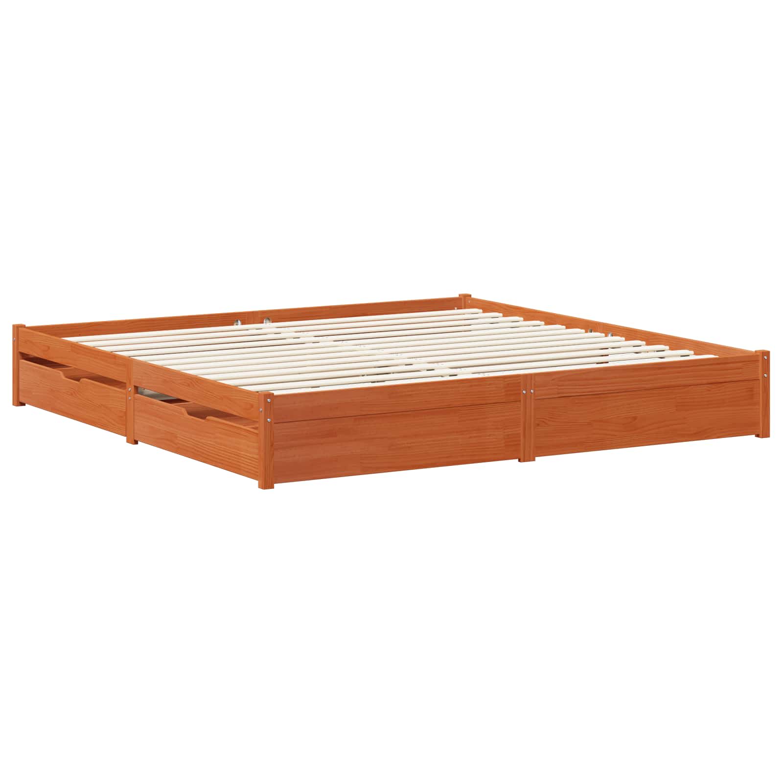 Cadre de lit Cire marron 200 x 200 cm Bois de Pin Massif - XIOS