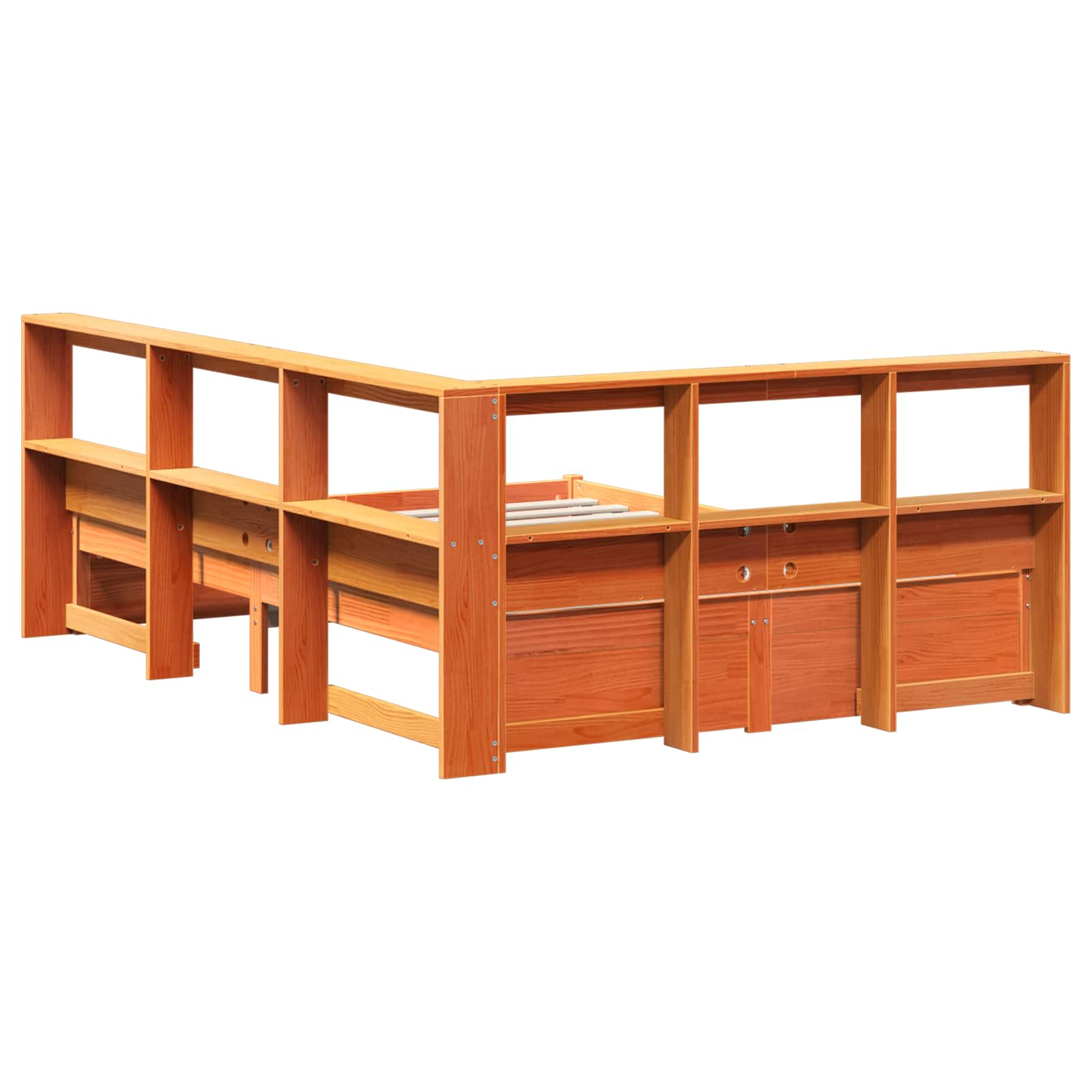 Lit Bibliothèque avec stockage 2 pcs Cire marron 200 x 150 cm - XIOS
