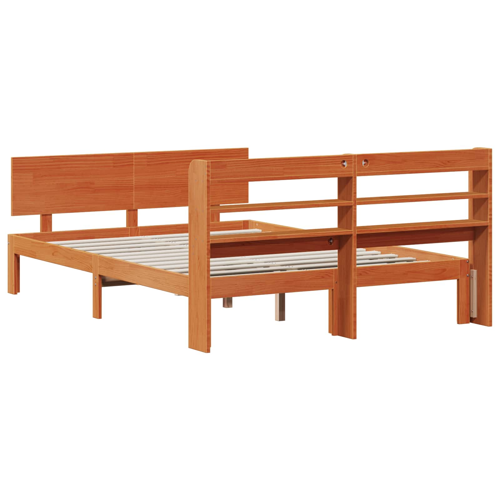 Cadre de lit avec stockage 2 pcs Cire marron Bois de Pin Massif - XIOS