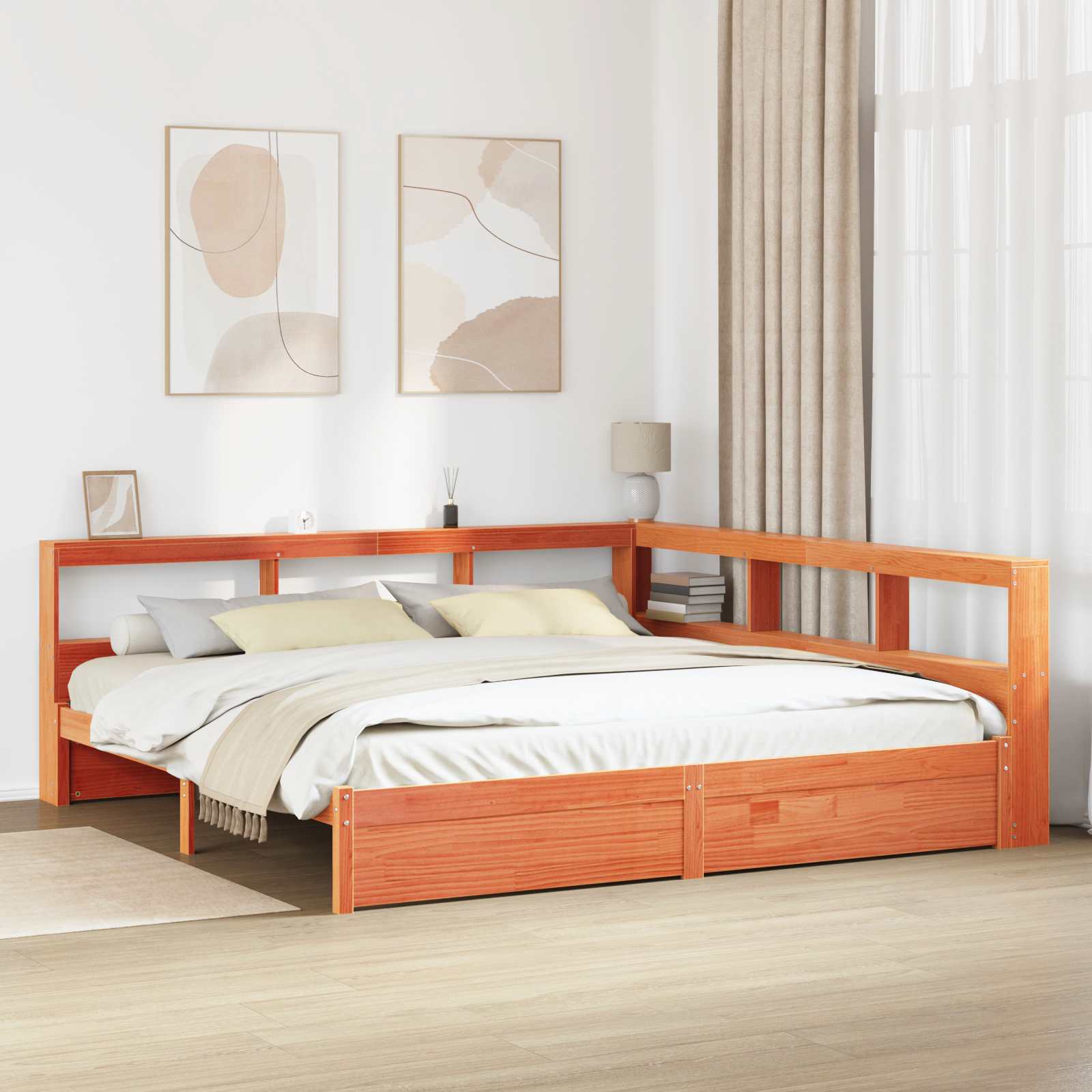 Lit Bibliothèque avec stockage 2 pcs Cire marron 200 x 200 cm - XIOS