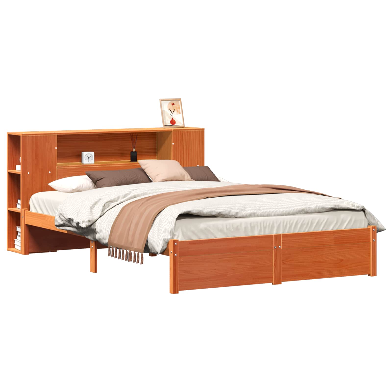 Cadre de lit avec tête de lit de rangement 2 pcs Cire marron - XIOS