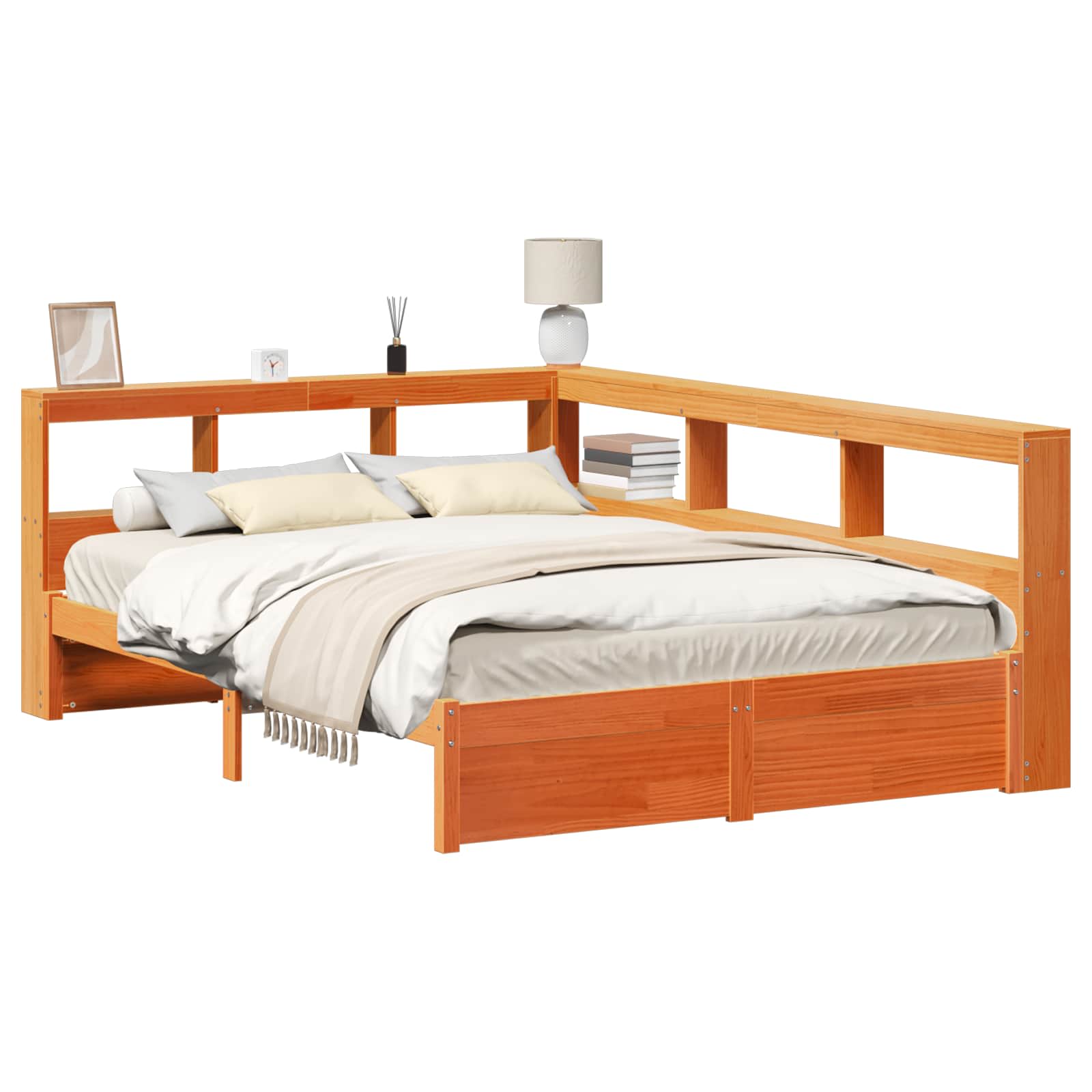 Lit Bibliothèque avec stockage 2 pcs Cire marron 200 x 160 cm - XIOS