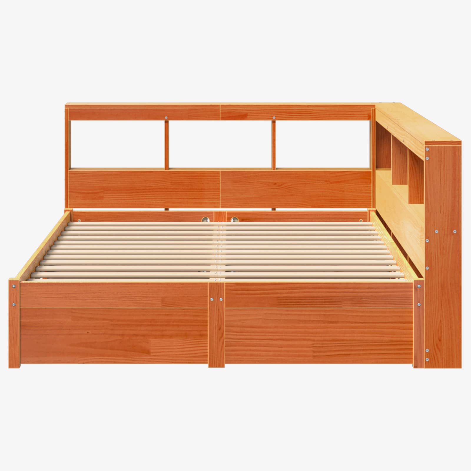 Lit Bibliothèque avec stockage 2 pcs Cire marron 200 x 160 cm - XIOS
