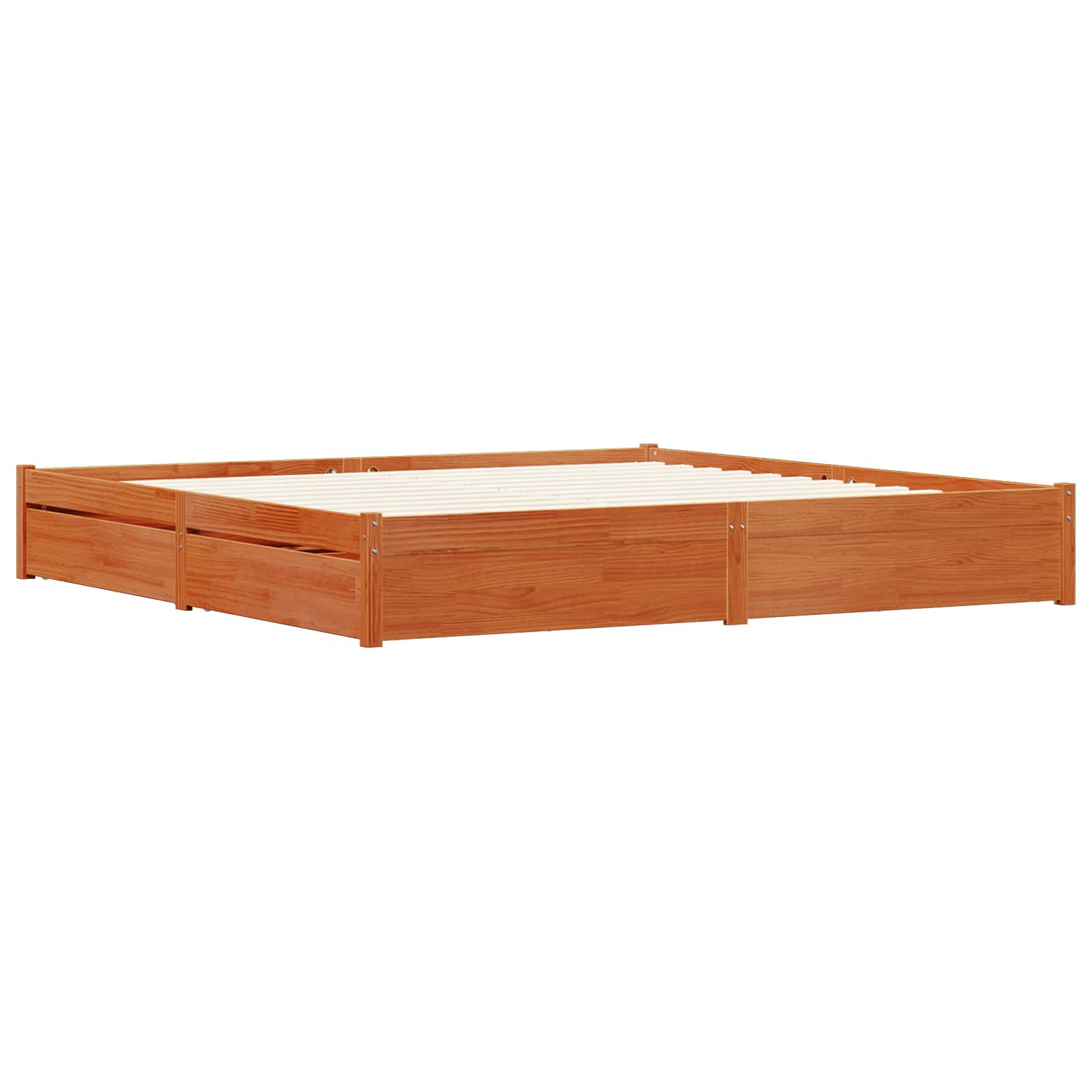 Cadre de lit Cire marron 200 x 200 cm Bois de Pin Massif - XIOS
