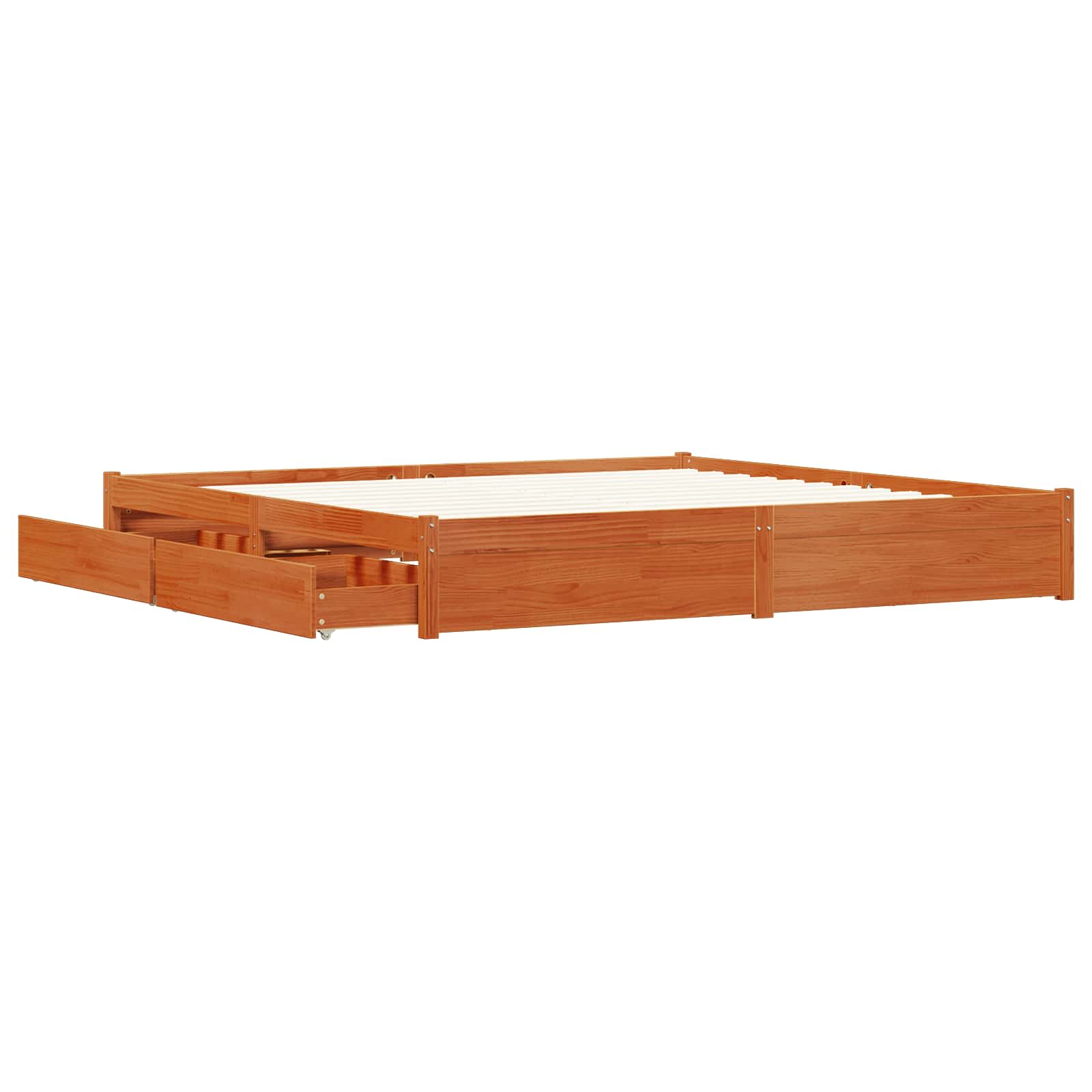 Cadre de lit Cire marron 200 x 200 cm Bois de Pin Massif - XIOS
