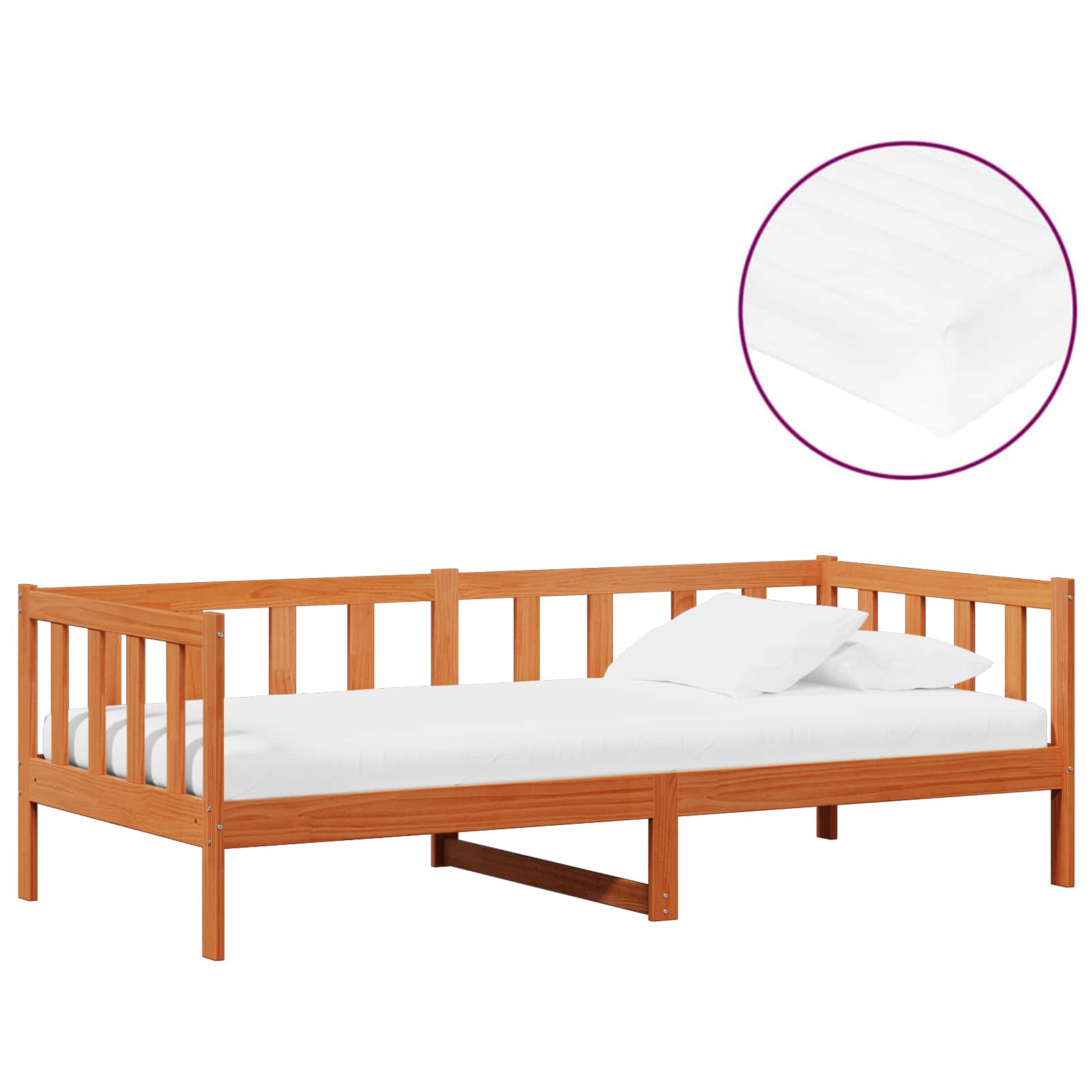 Lit d'appoint avec matelas Brun ciré et blanc 90 x 200 cm - XIOS