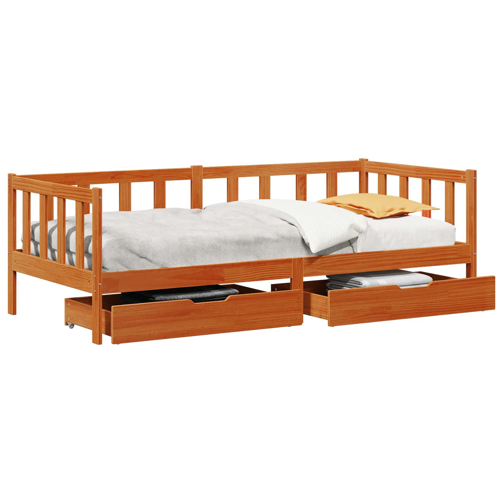 Lit d'appoint avec tiroir 3 pcs Cire marron Bois de Pin Massif - XIOS
