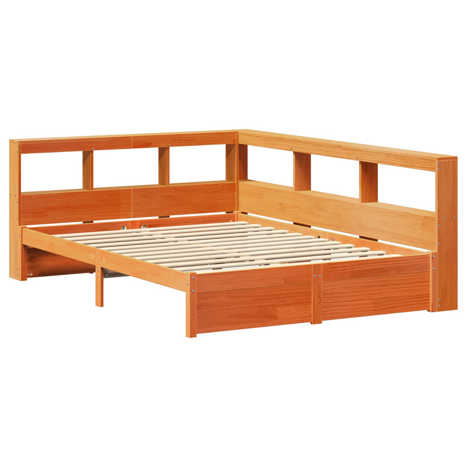 Lit Bibliothèque avec stockage 2 pcs Cire marron 200 x 140 cm - XIOS