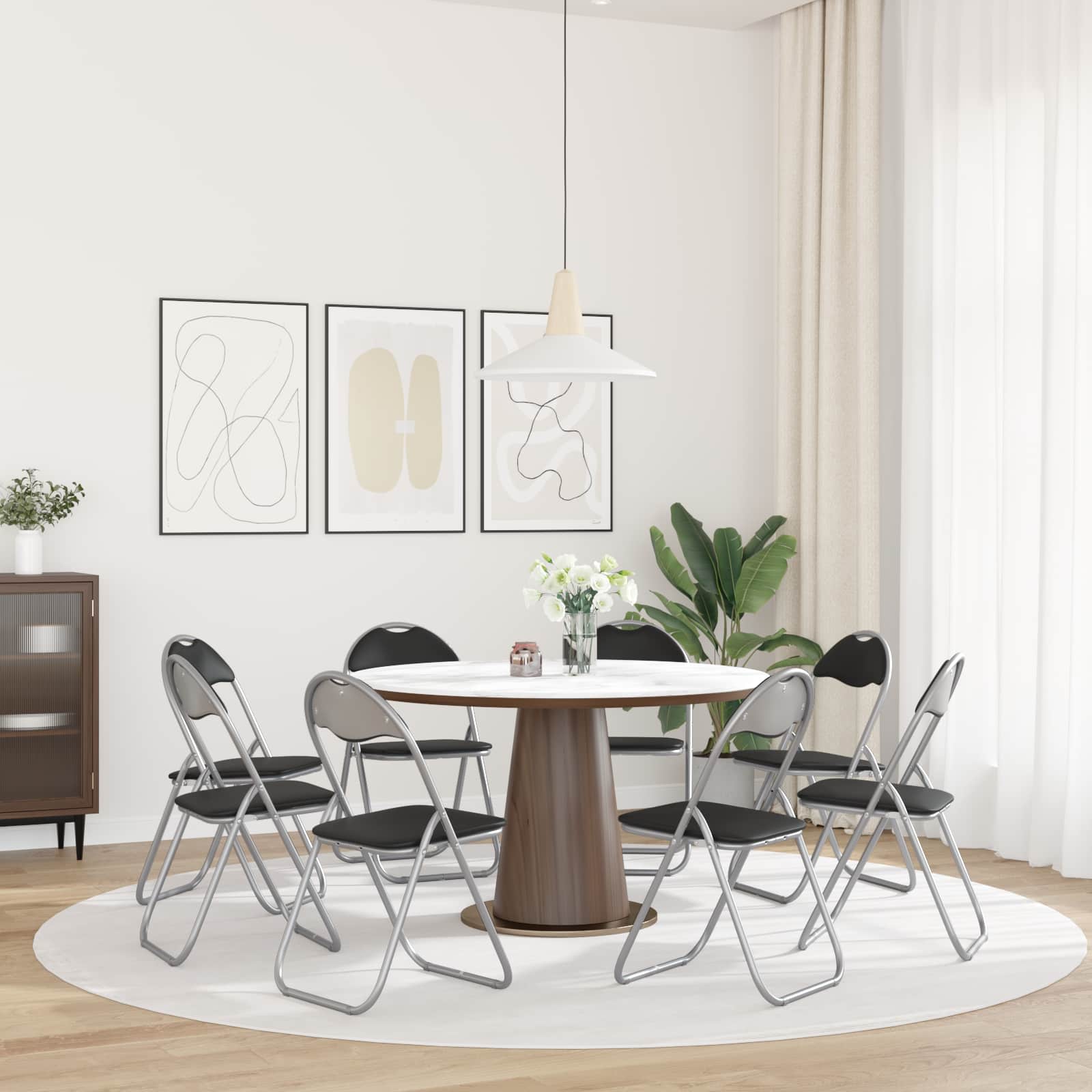 Chaise pliante 8 pcs Noir et gris 48 x 43,5 x 81 cm Simili cuir - XIOS