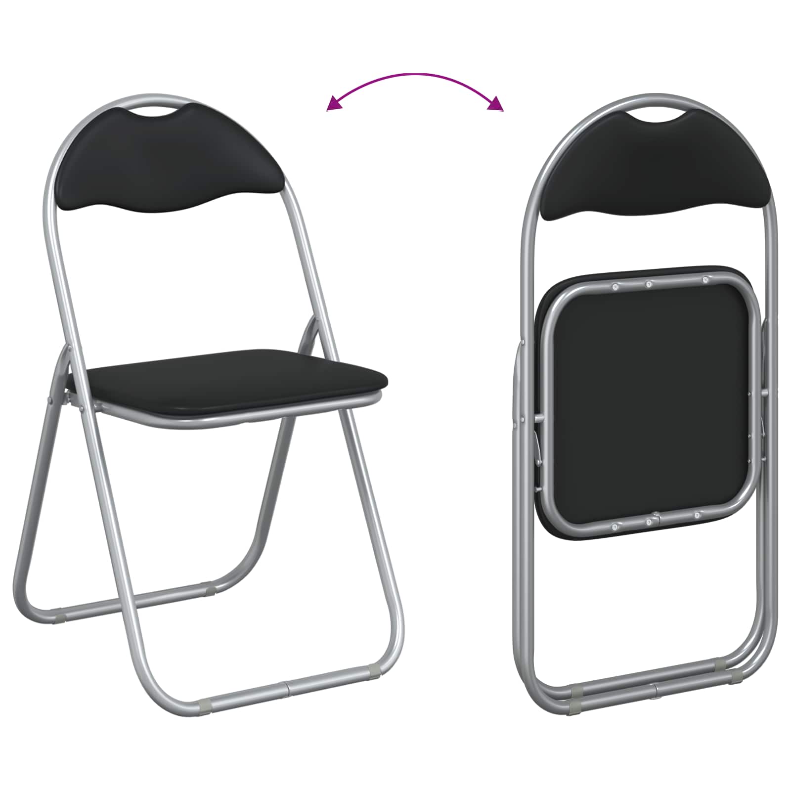 Chaise pliante 8 pcs Noir et gris 48 x 43,5 x 81 cm Simili cuir - XIOS