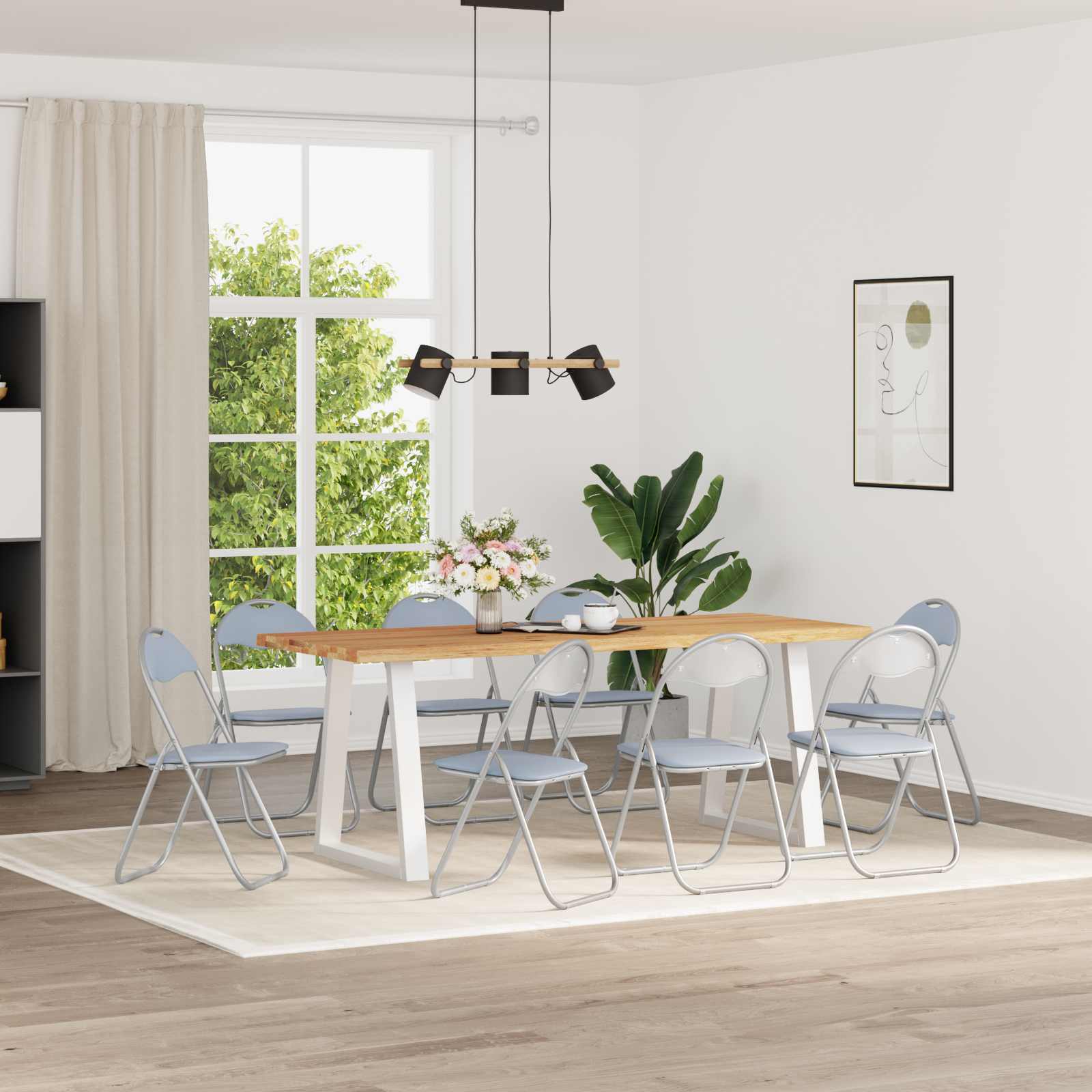 Chaise pliante 8 pcs Gris 48 x 43,5 x 81 cm Simili cuir - XIOS