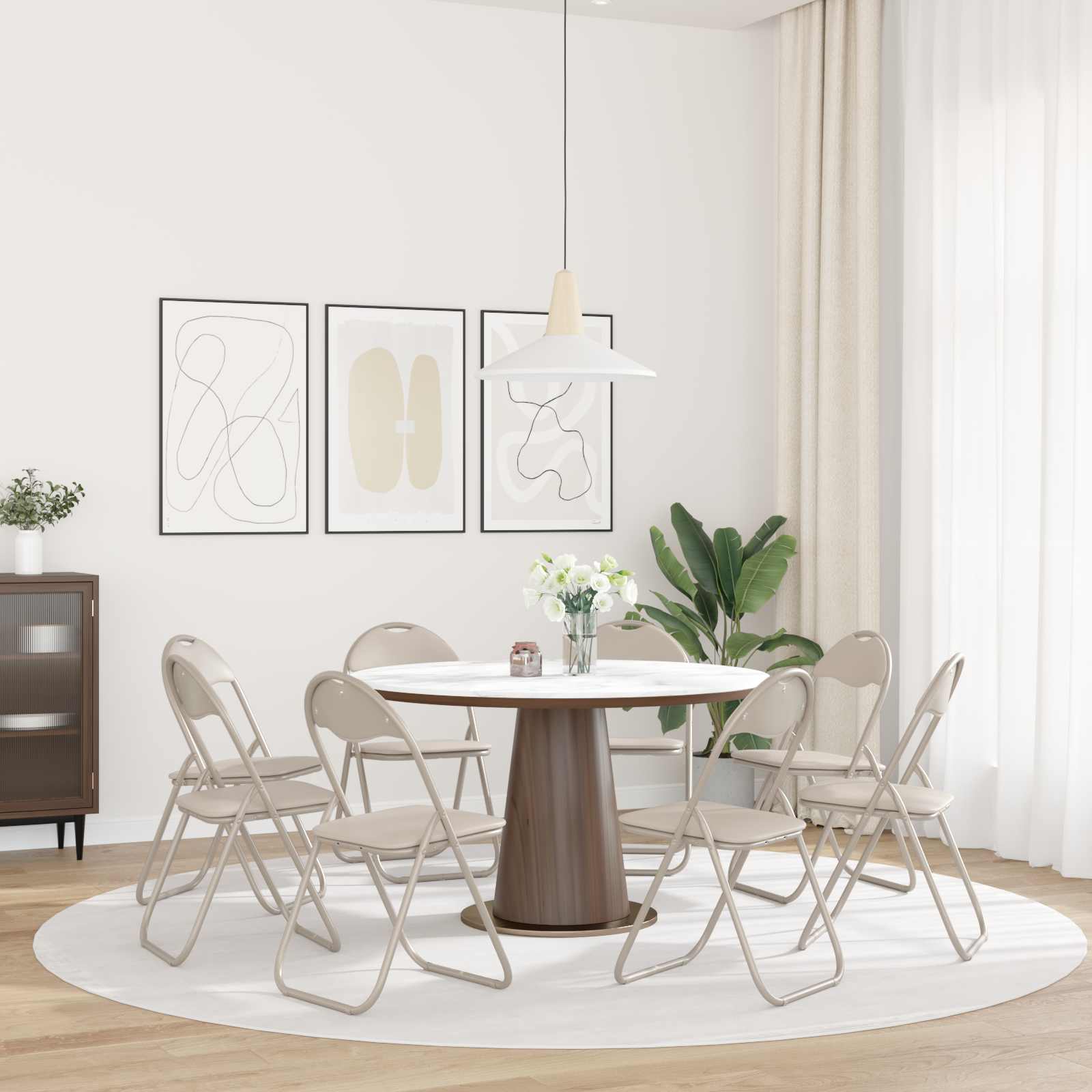 Chaise pliante 8 pcs Sable 48 x 43,5 x 81 cm Simili cuir - XIOS