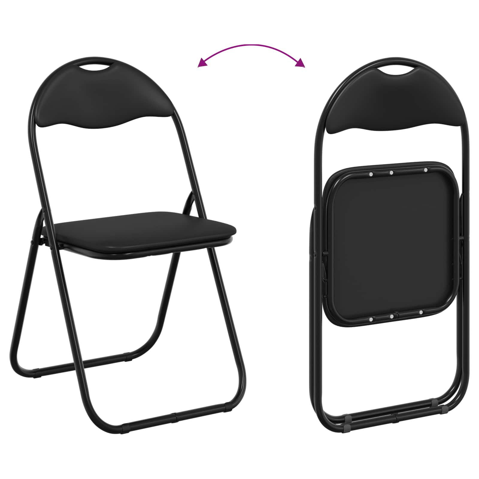 Chaise pliante 8 pcs Noir 48 x 43,5 x 81 cm Simili cuir - XIOS