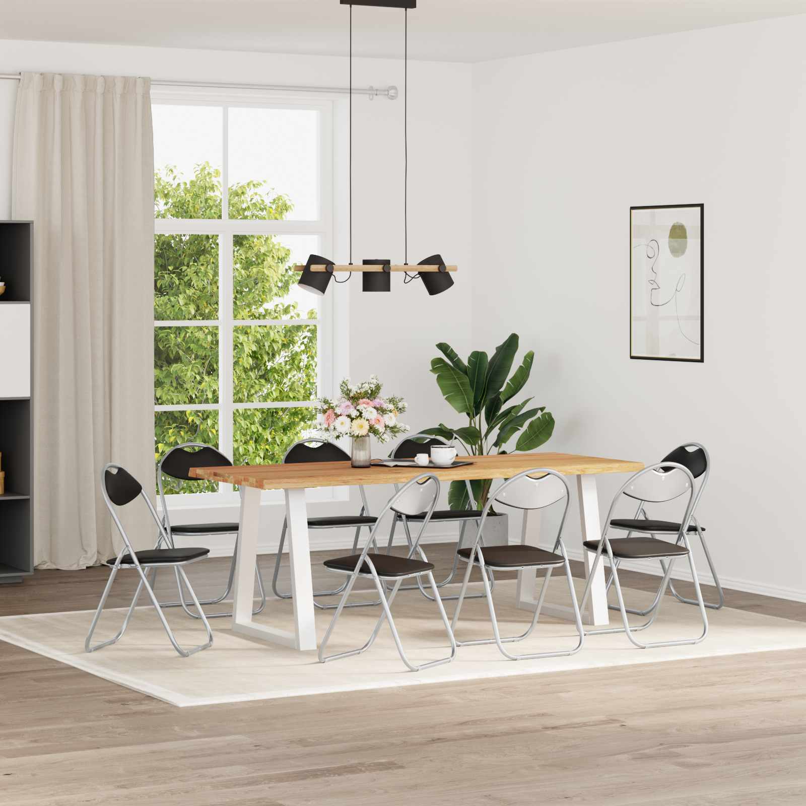 Chaise pliante 8 pcs Noir et gris 48 x 43,5 x 81 cm Simili cuir - XIOS