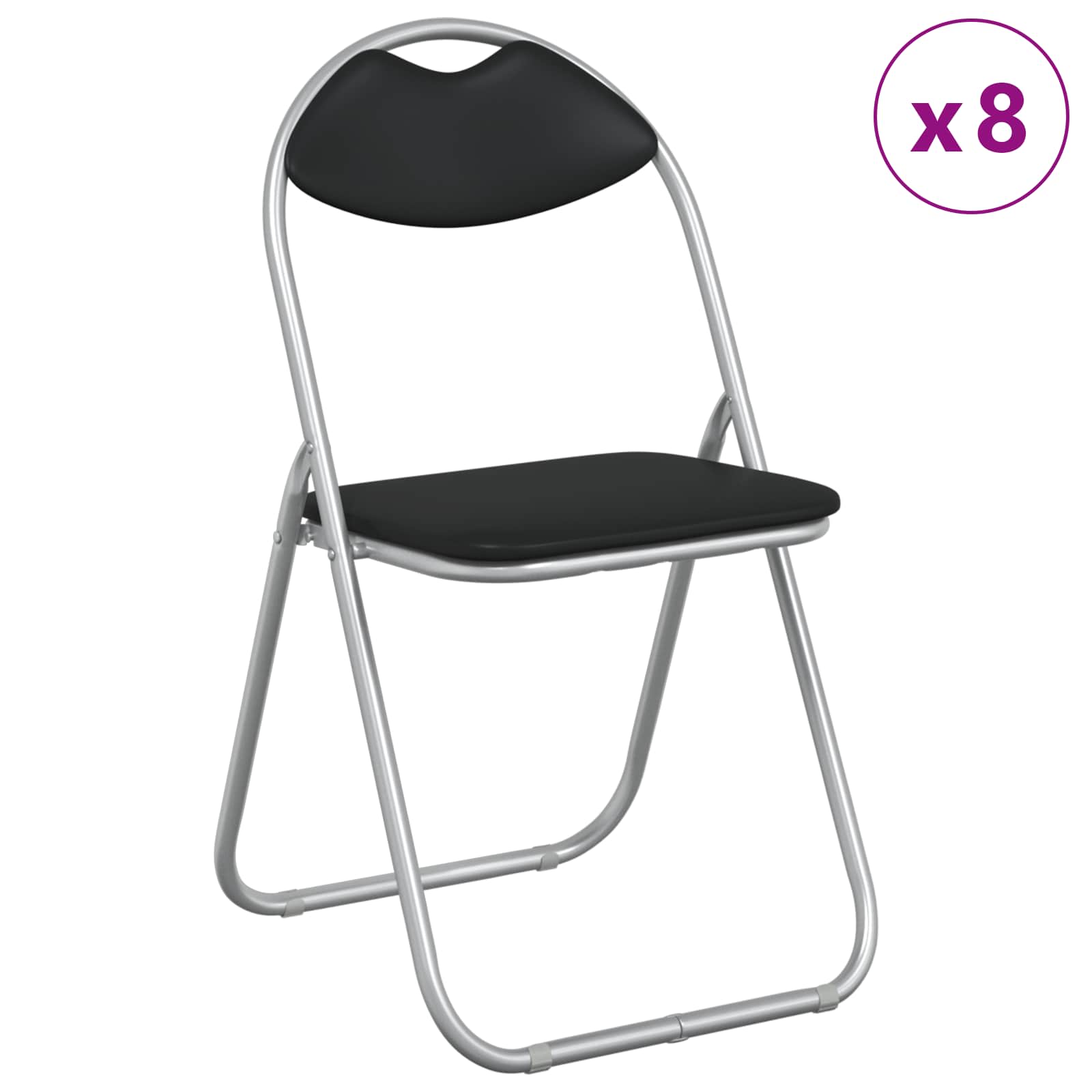 Chaise pliante 8 pcs Noir et gris 48 x 43,5 x 81 cm Simili cuir - XIOS