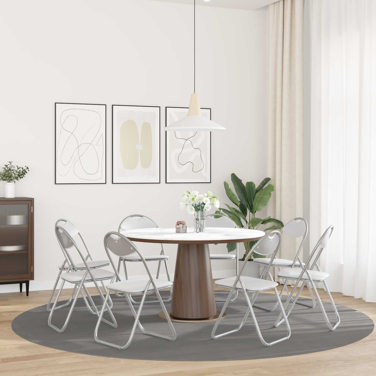 Chaise pliante 8 pcs Blanc et Gris 48 x 43,5 x 81 cm - XIOS